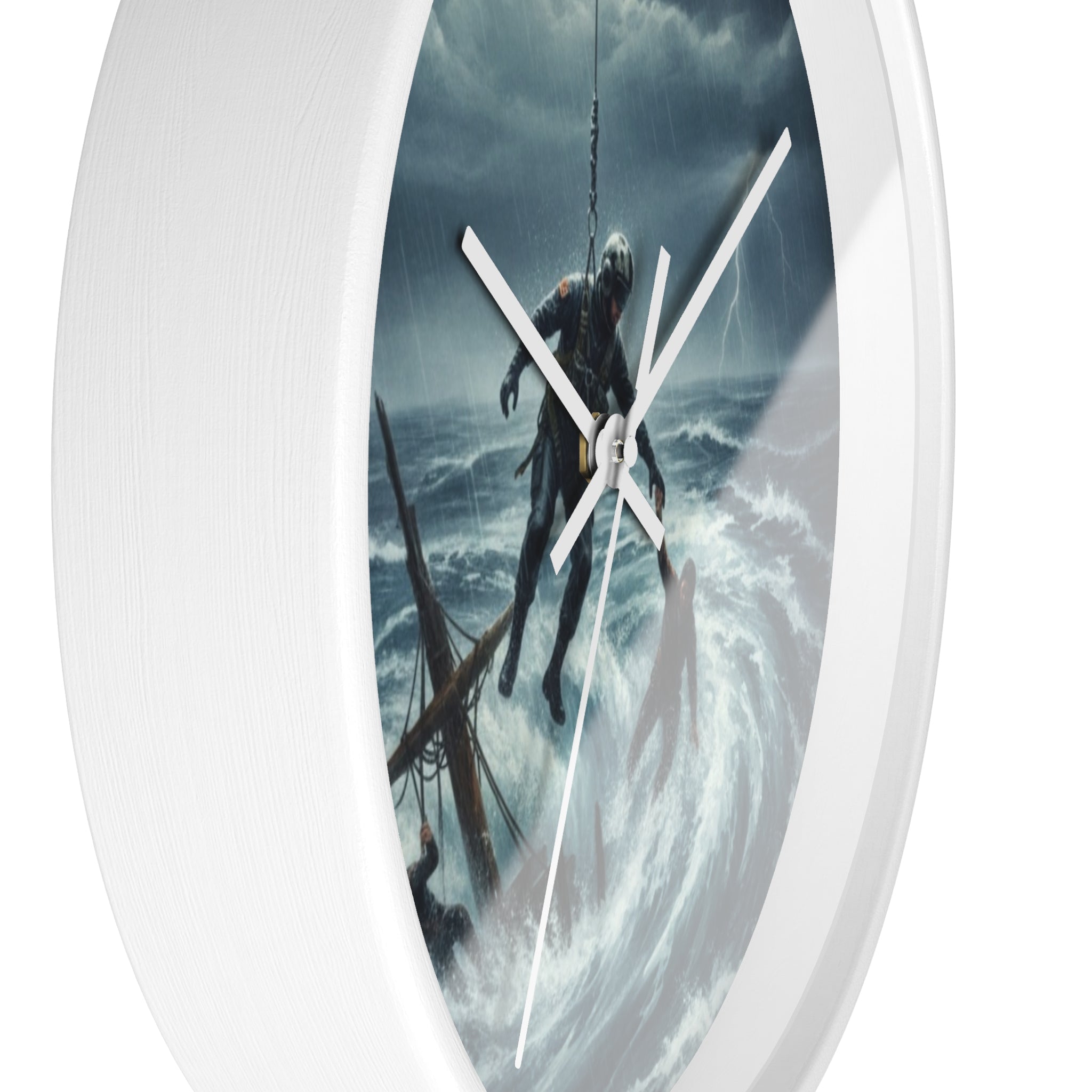 Wall Clock - Dramatic Rescue at Sea Nautical Storm Art Clock