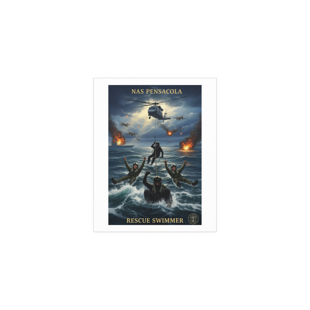 Rescue Swimmer Silk Poster — NAS Pensacola Military Aviation Art (Indoor/Outdoor)