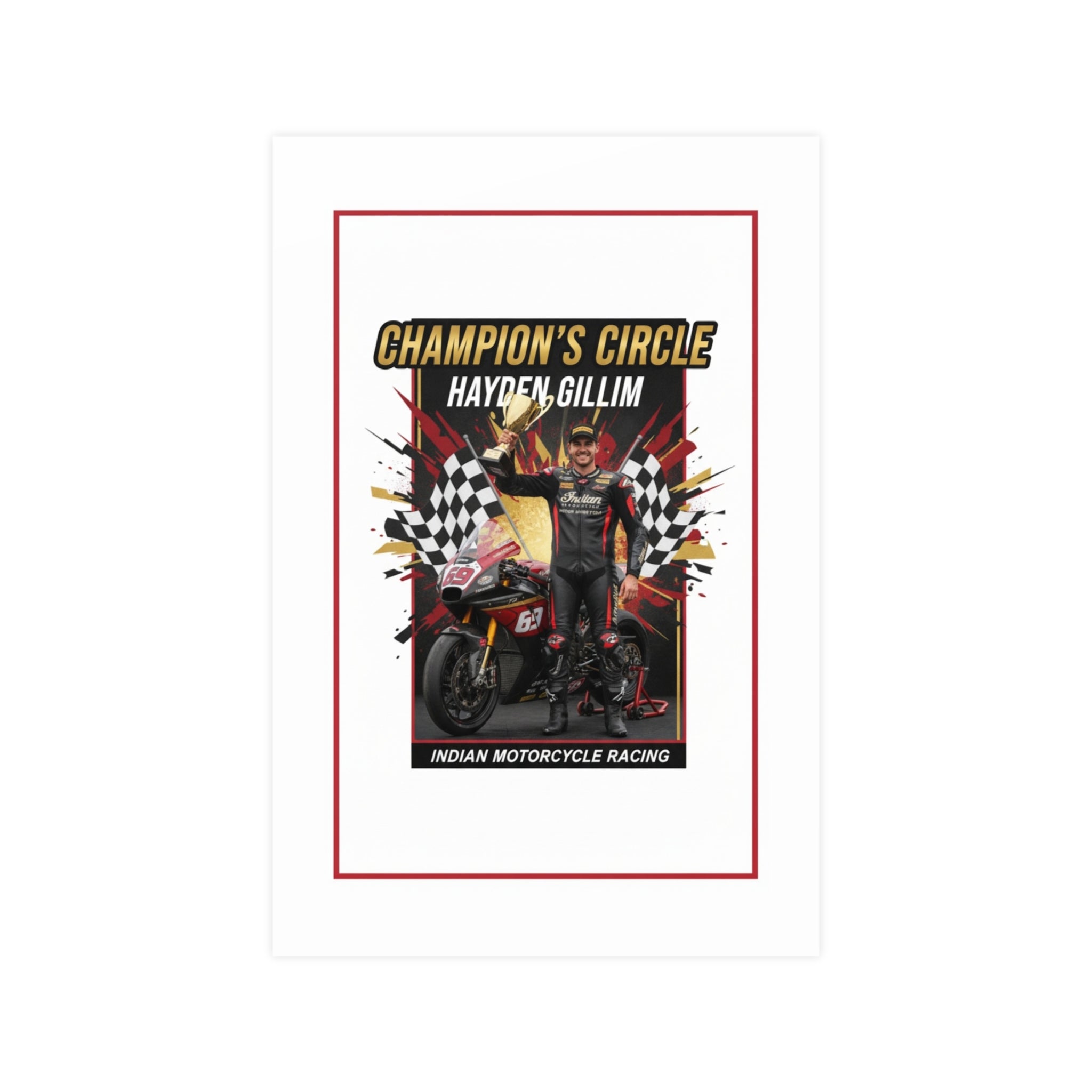 Champion's Circle Motorcycle Poster — Personalized Racing Matte Print