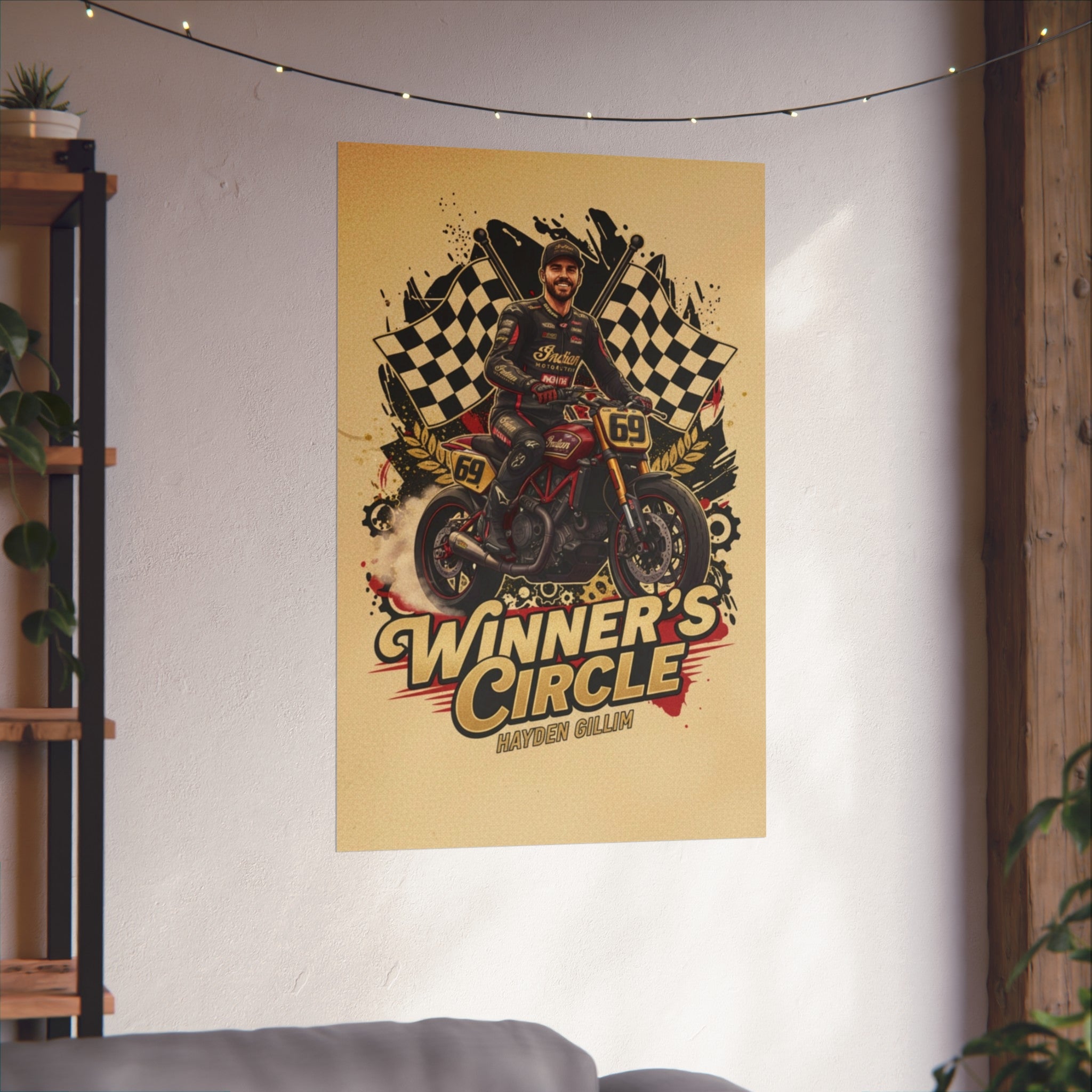 Winner's Circle Motorcycle Poster — Vintage Racing Fine Art Print