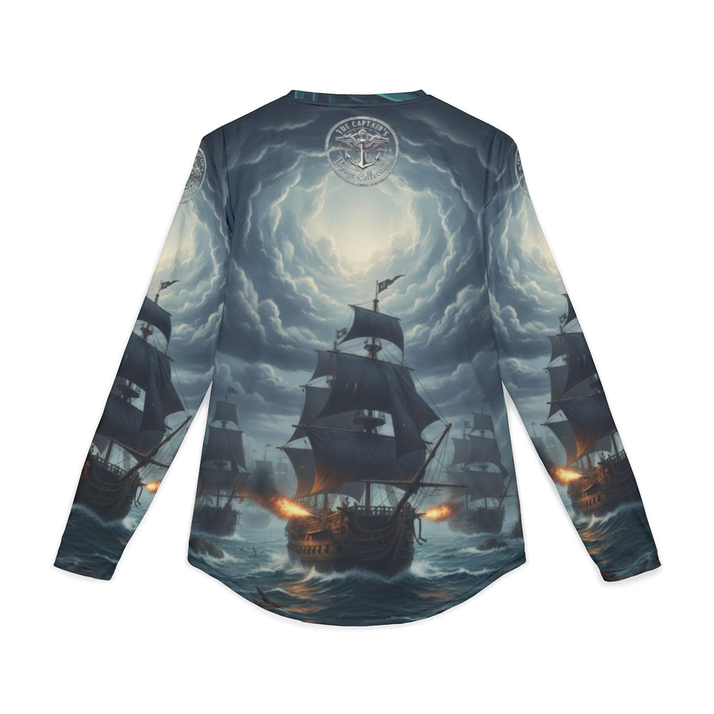 Sailing Storm Long Sleeve UV Shirt — Pirate Ship Ocean Wave AOP