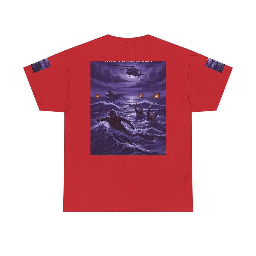 Rescue Night Tee — Purple Helicopter Sea Rescue Graphic T-Shirt