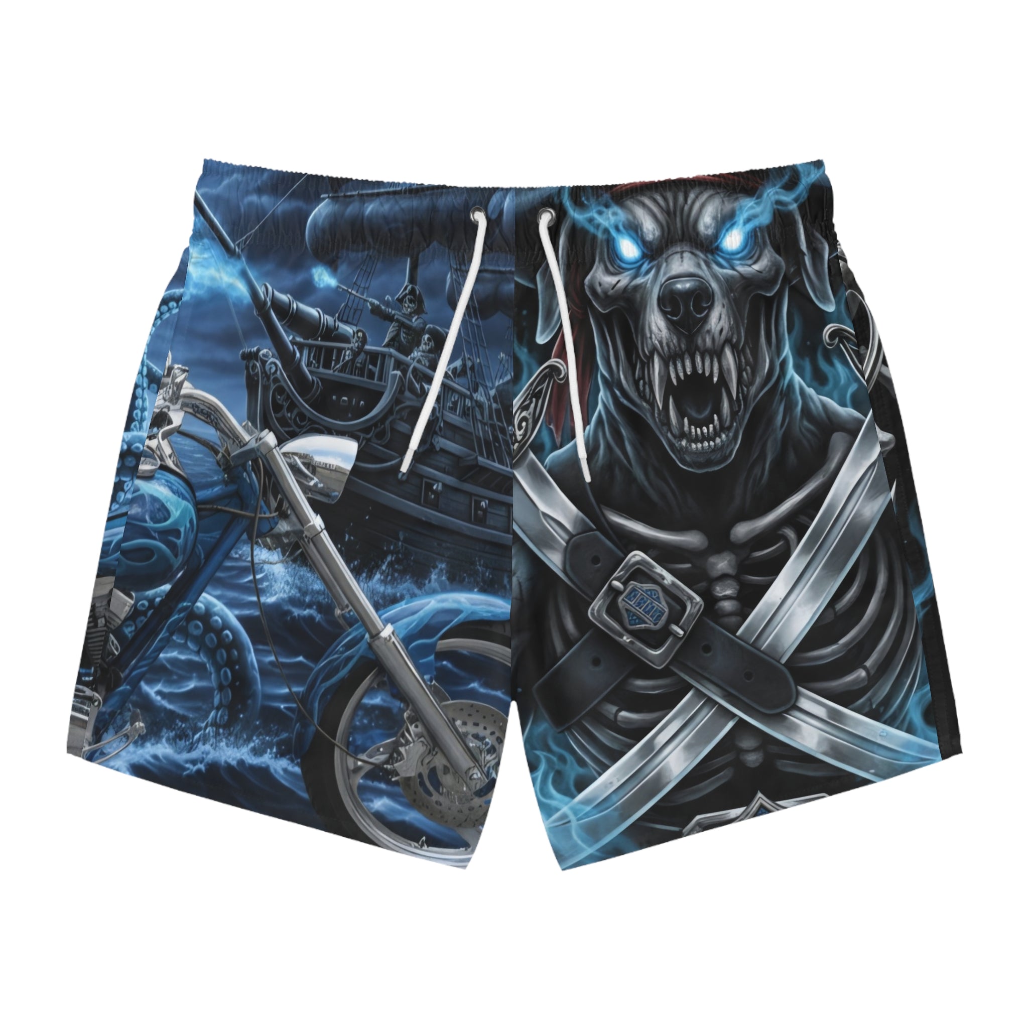 Ghost Pirate Motorcycle Swim Trunks