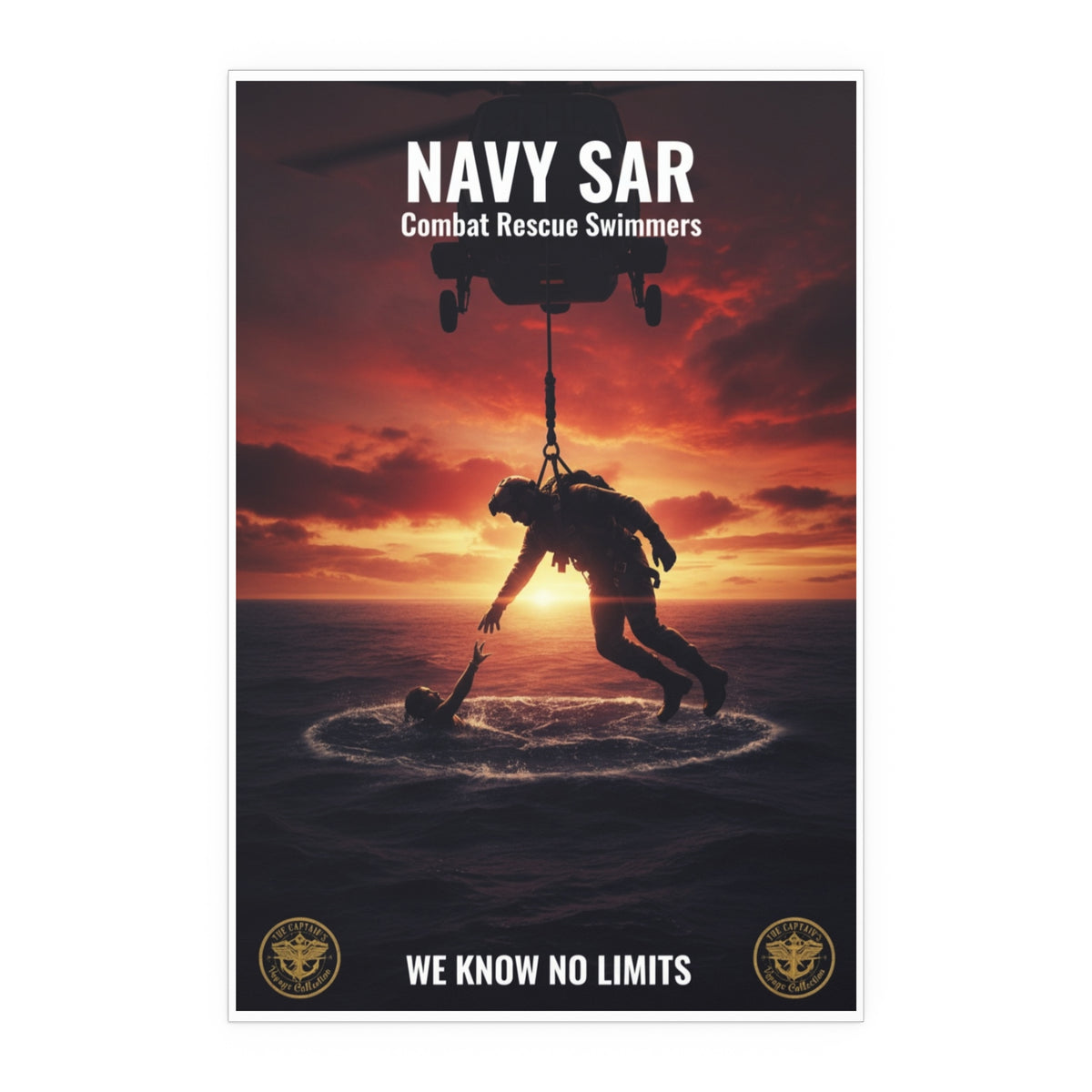 Navy SAR Combat Rescue Swimmers Silk Poster – Military Helicopter Rescue Wall Art