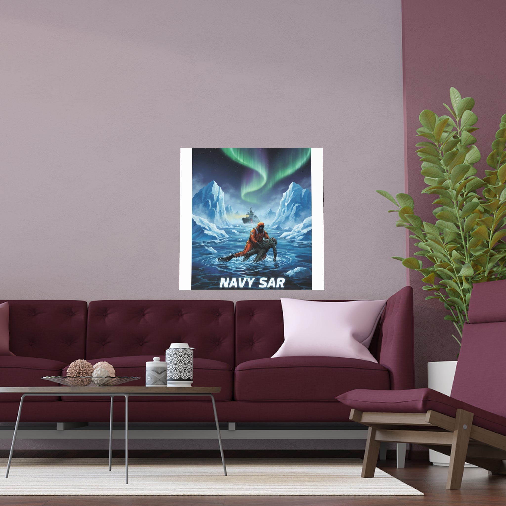 Silk Poster — 'Navy SAR Knows No Limits' Arctic Rescue Wall Art (Indoor/Outdoor)