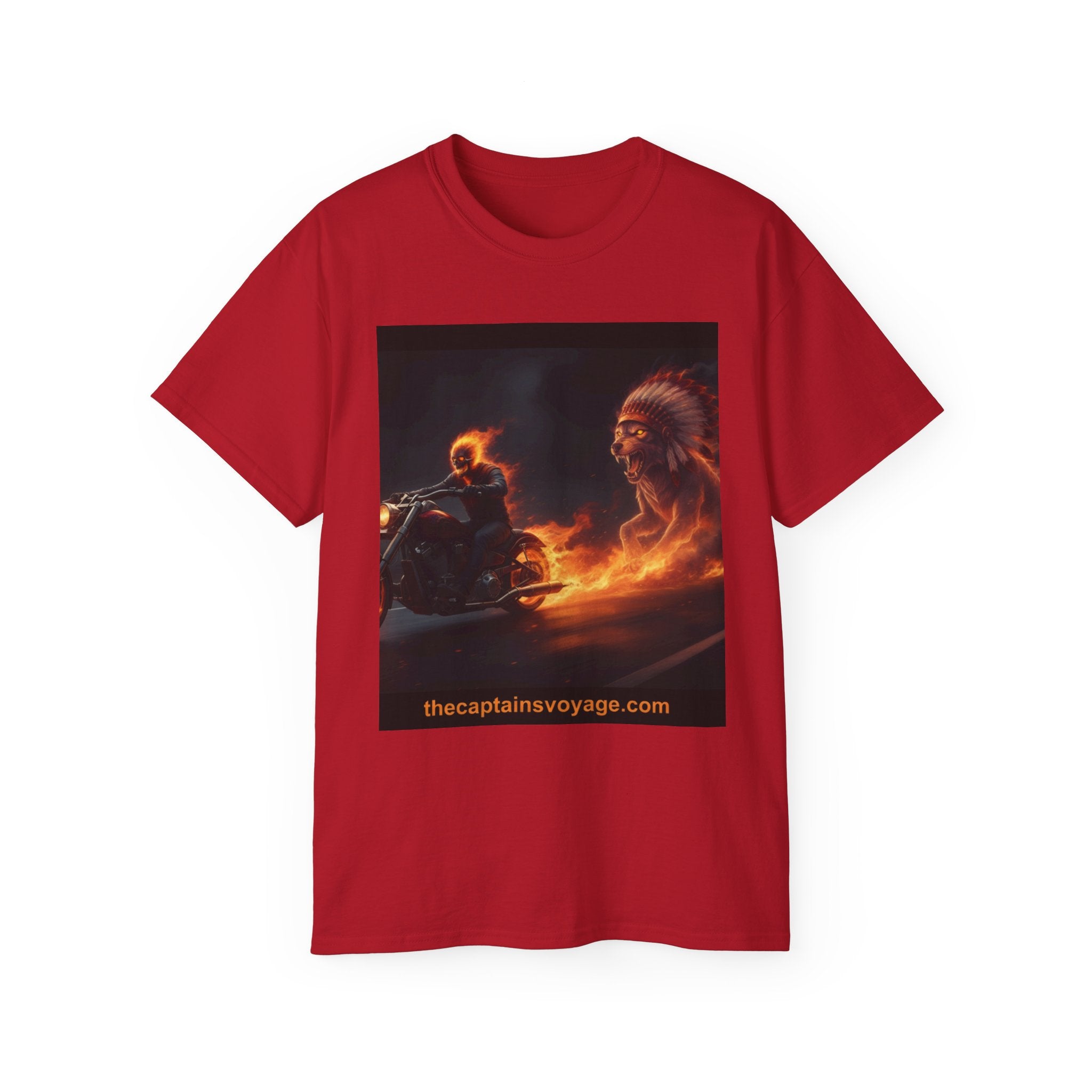 Adventure Motorcycle Tee — Fiery Rider & Nautical Voyage Graphic T-Shirt