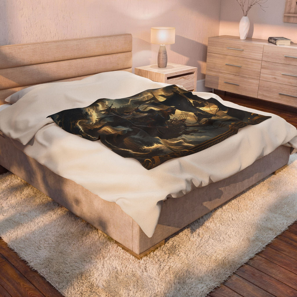 Pirate Captain Velveteen Plush Blanket – Nautical Adventure Throw for Seafaring Fans