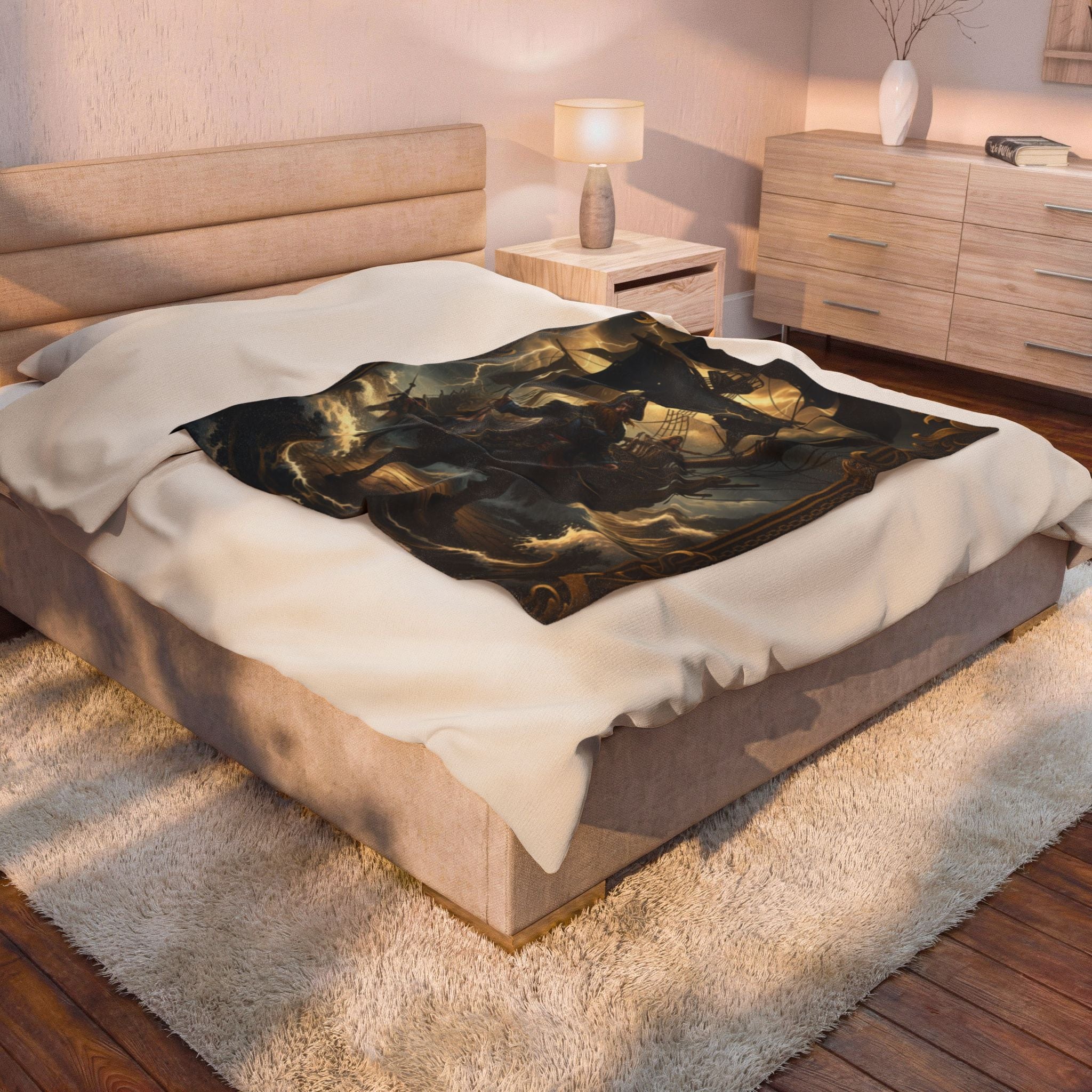 Pirate Captain Velveteen Plush Blanket – Nautical Adventure Throw for Seafaring Fans