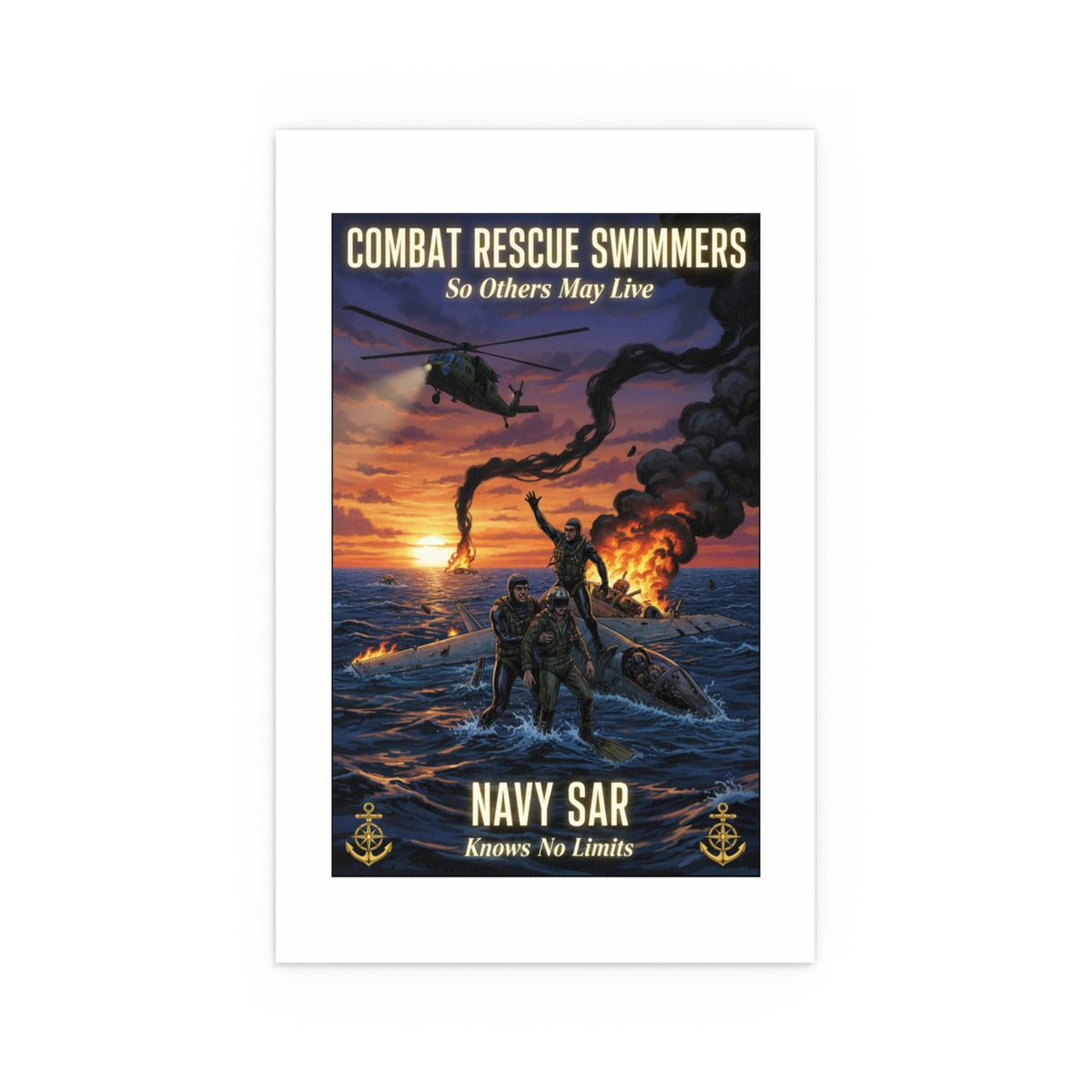 Navy SAR Combat Rescue Swimmers Silk Poster — Indoor/Outdoor Military Wall Art