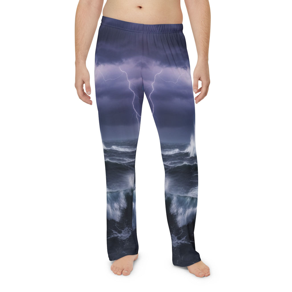 Stormy Seas Pajama Pants — Men’s Lightning Ocean Lounge Pants