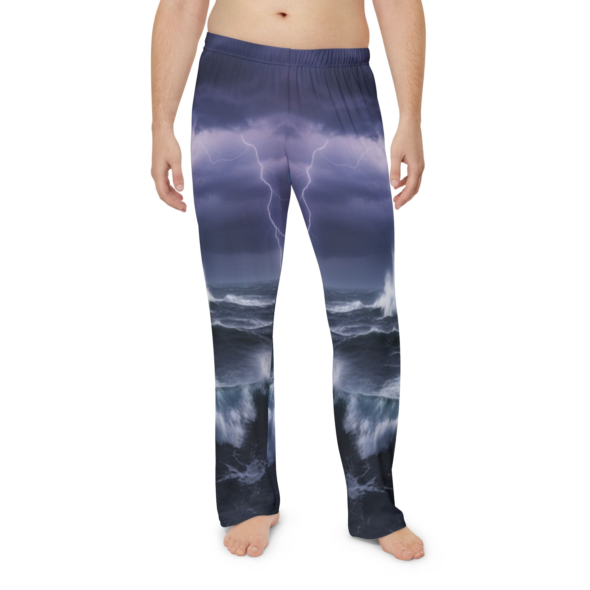 Stormy Seas Pajama Pants — Men’s Lightning Ocean Lounge Pants