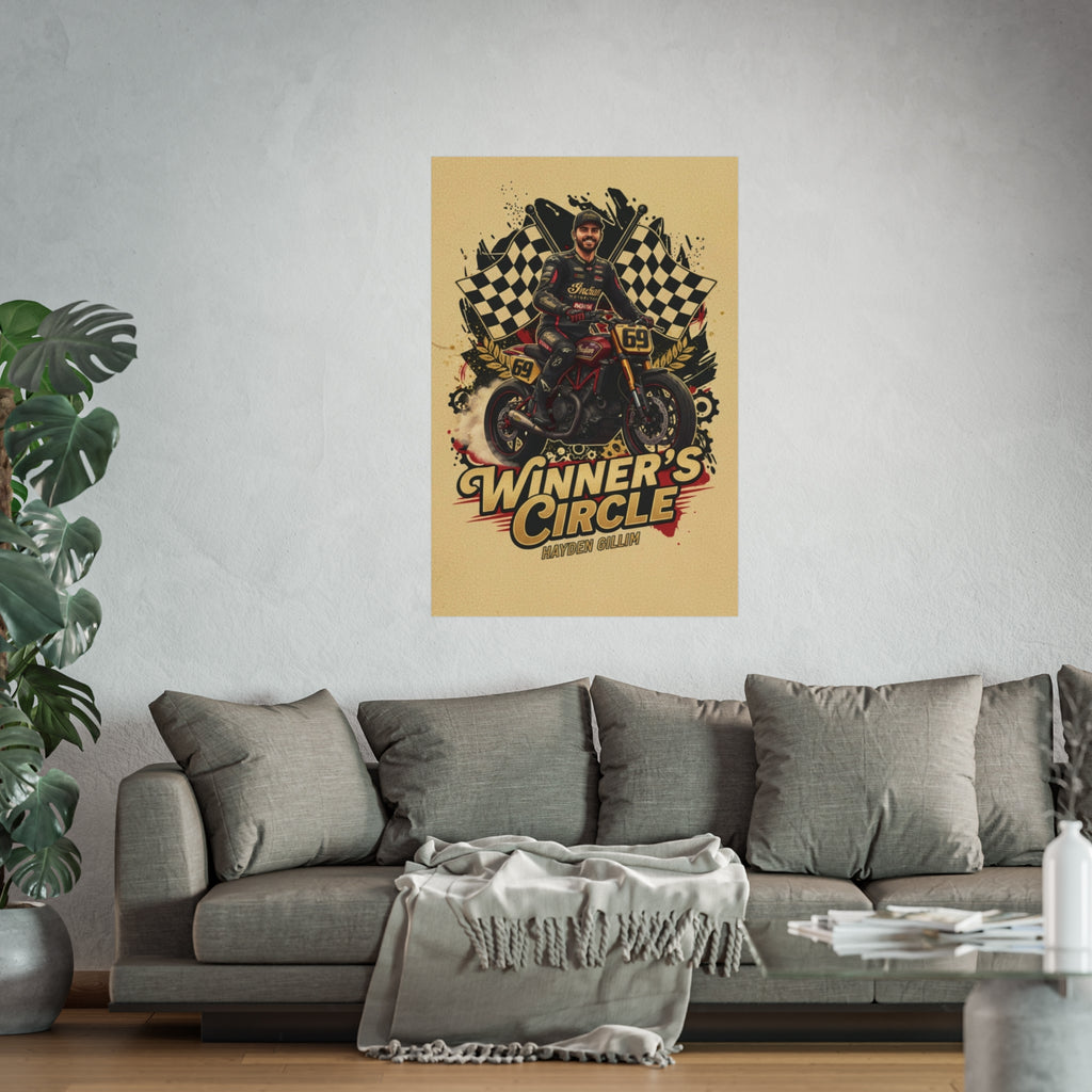 Winner's Circle Motorcycle Poster — Vintage Racing Fine Art Print
