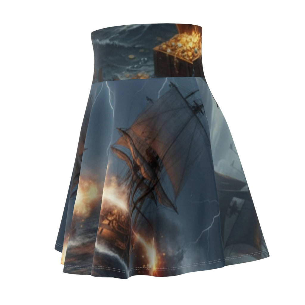 Pirate Ship Storm Skater Skirt — Nautical Fantasy AOP