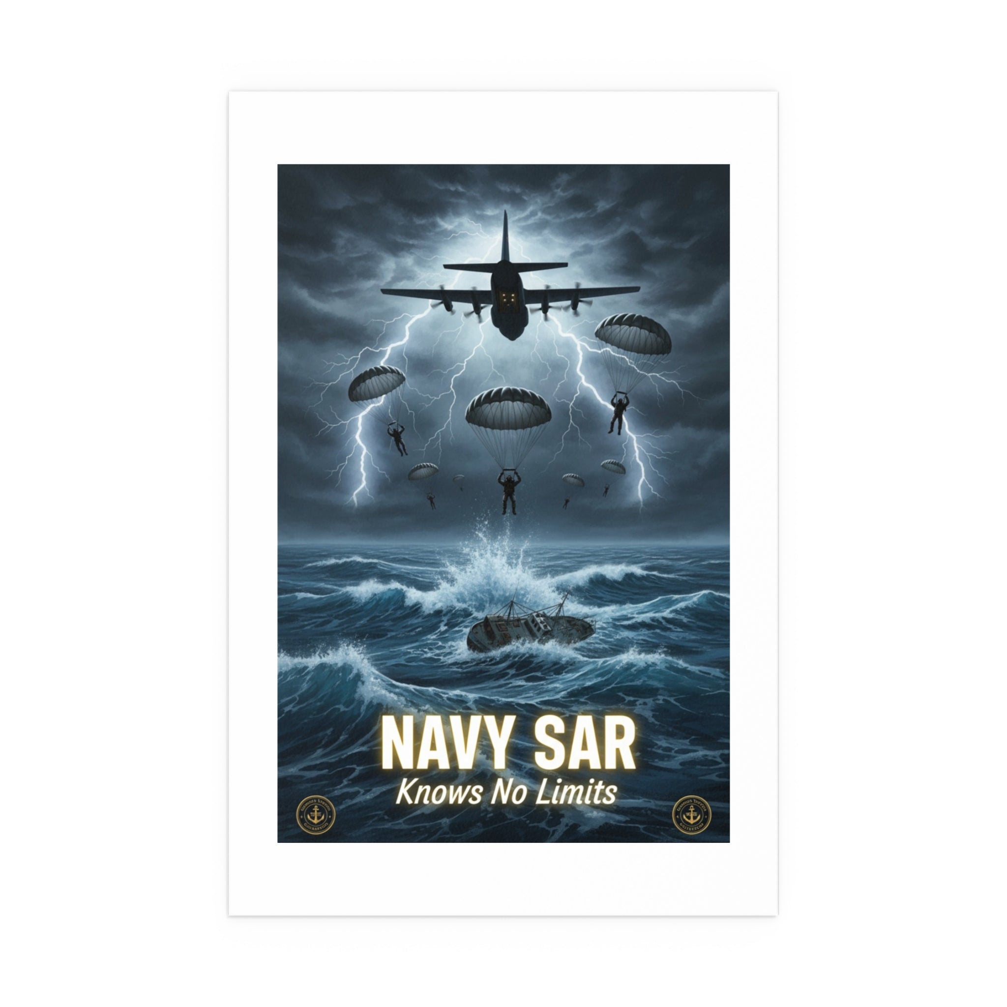 Navy SAR 'Knows No Limits' Rescue Poster — Indoor/Outdoor Silk Print