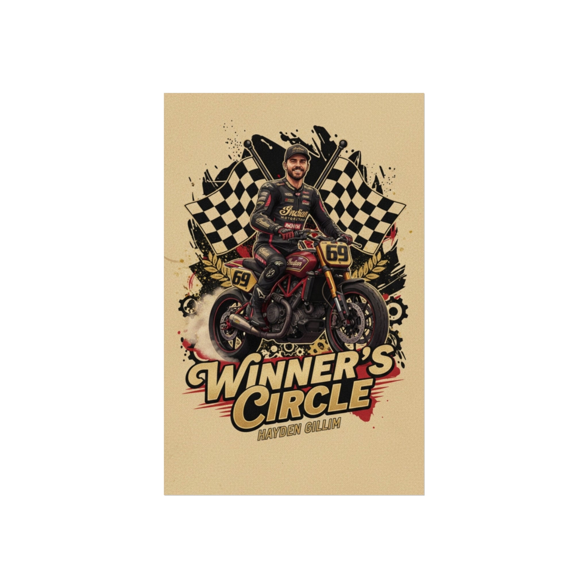 Winner's Circle Motorcycle Poster — Vintage Racing Fine Art Print