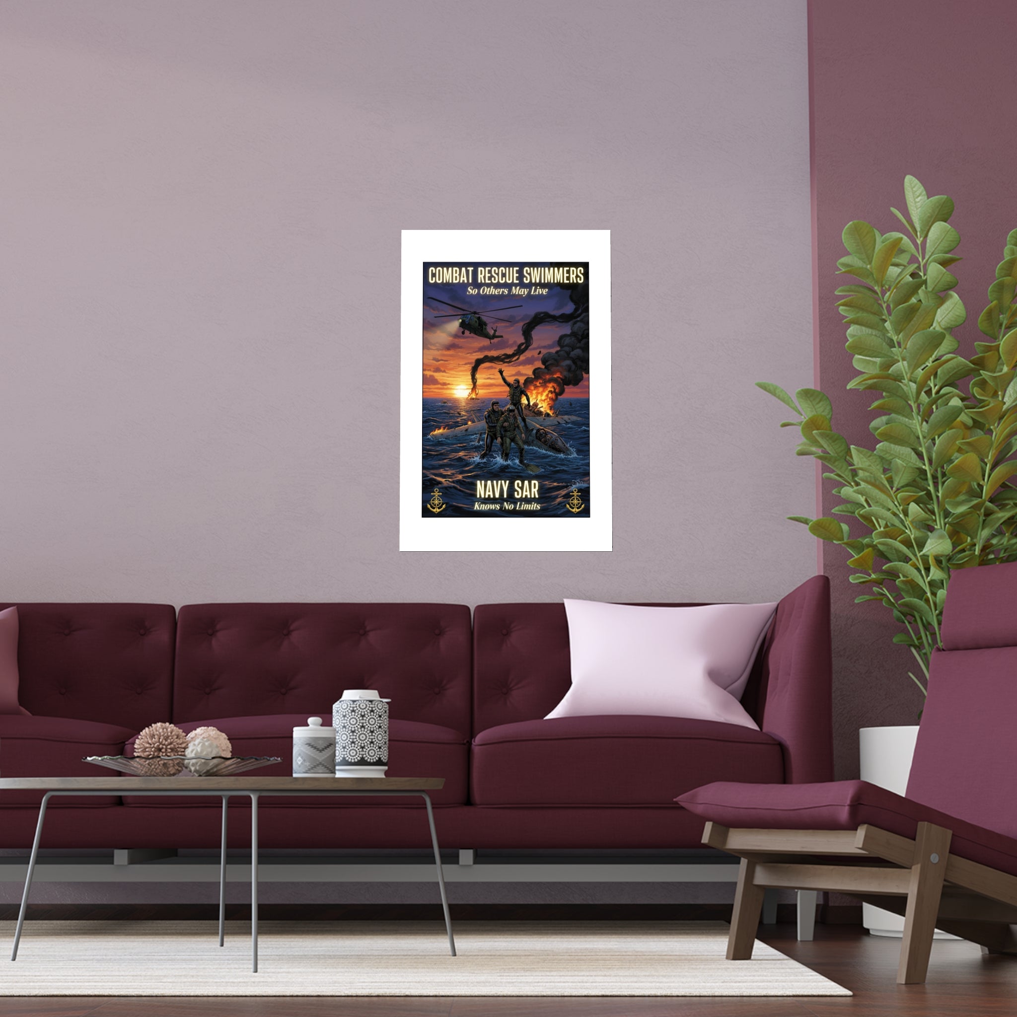 Navy SAR Combat Rescue Swimmers Silk Poster — Indoor/Outdoor Military Wall Art
