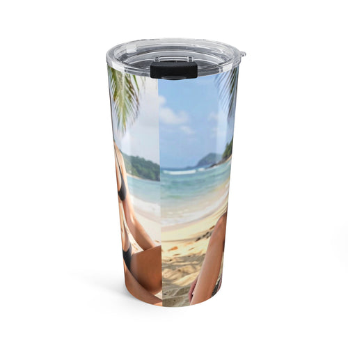 20oz Beach Bikini Photo Tumbler – Tropical Summer Travel Cup