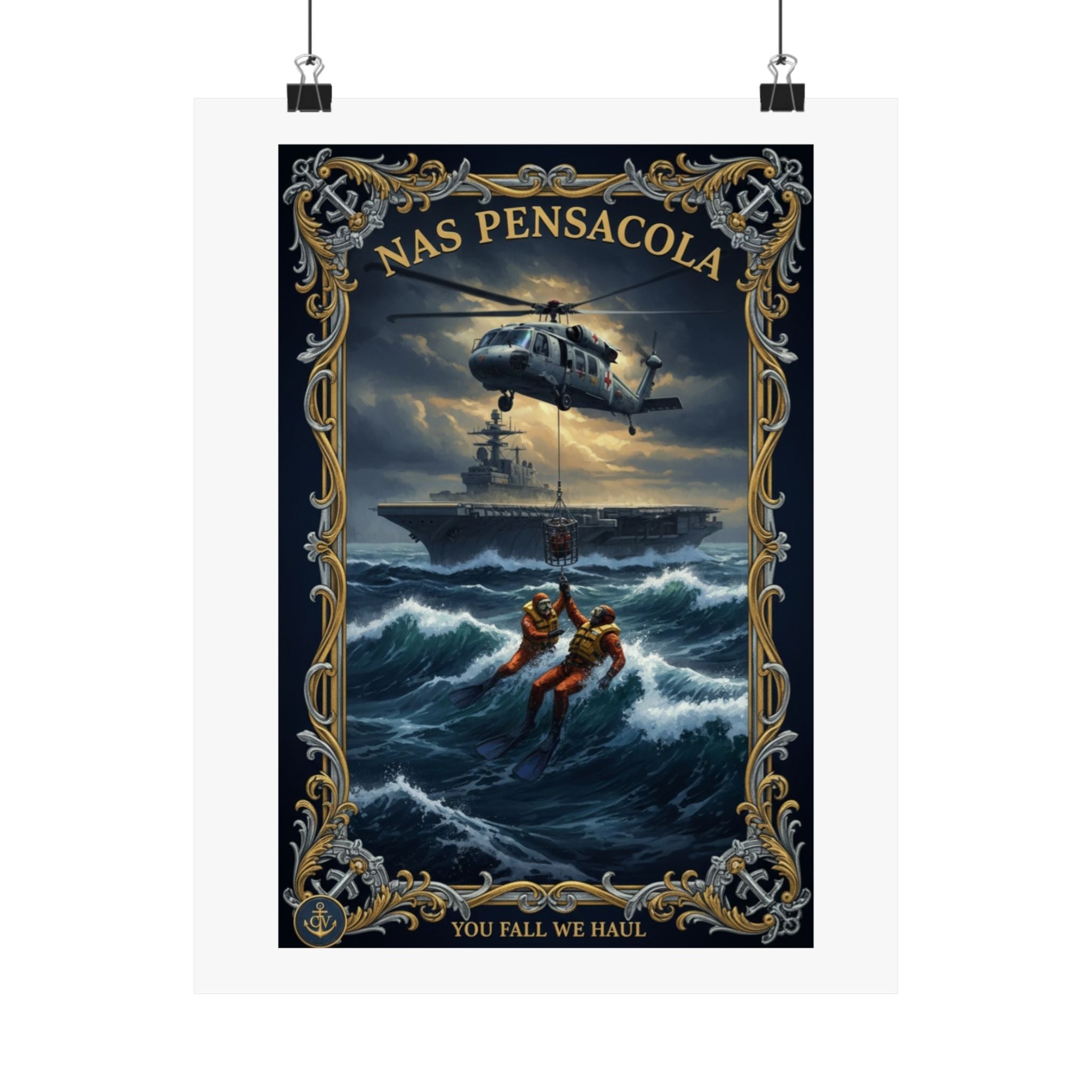 NAS Pensacola Rescue Poster — Matte Vertical Military Wall Art