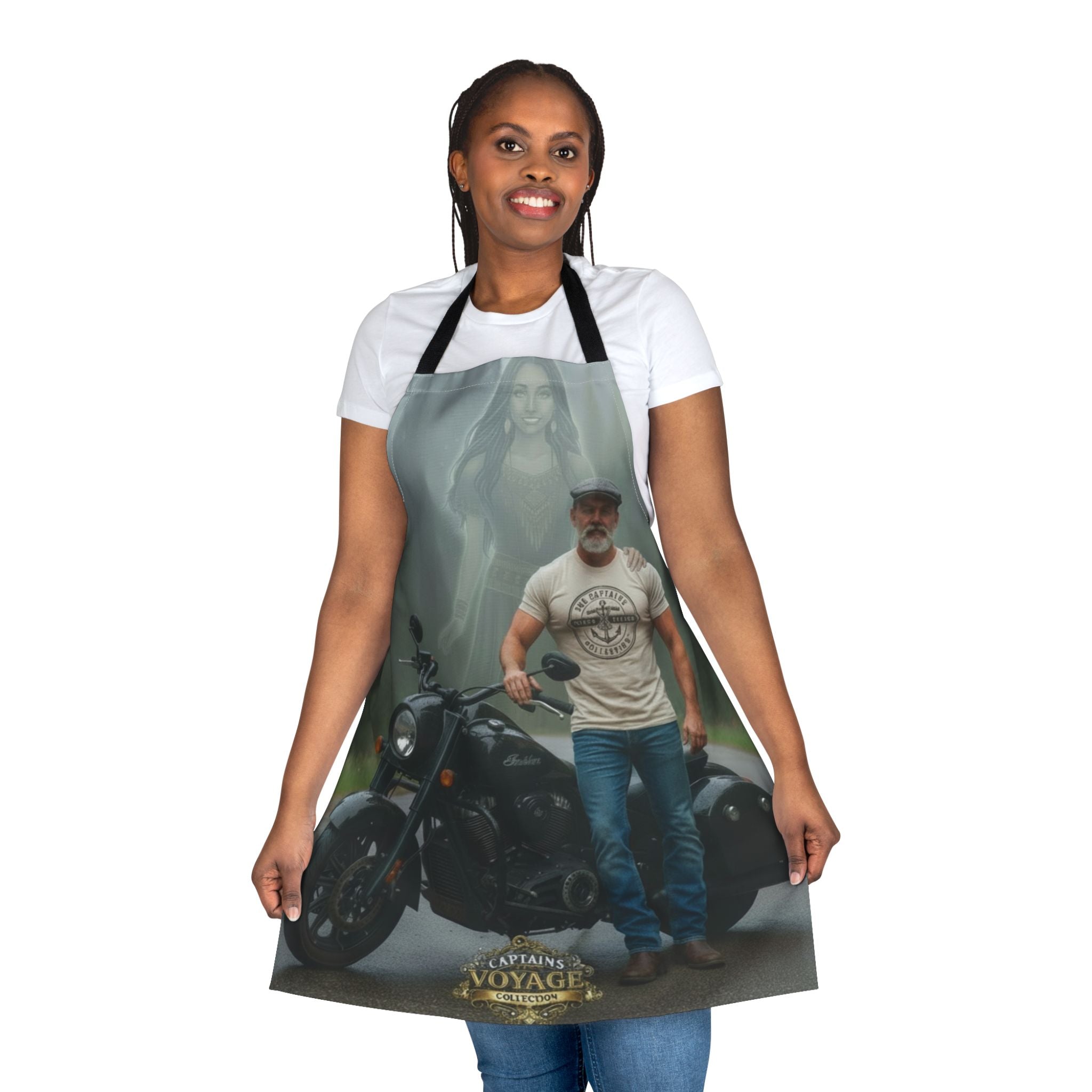 Motorcycle Rider Apron — "Captain's Voyage" Biker BBQ & Workshop Gift