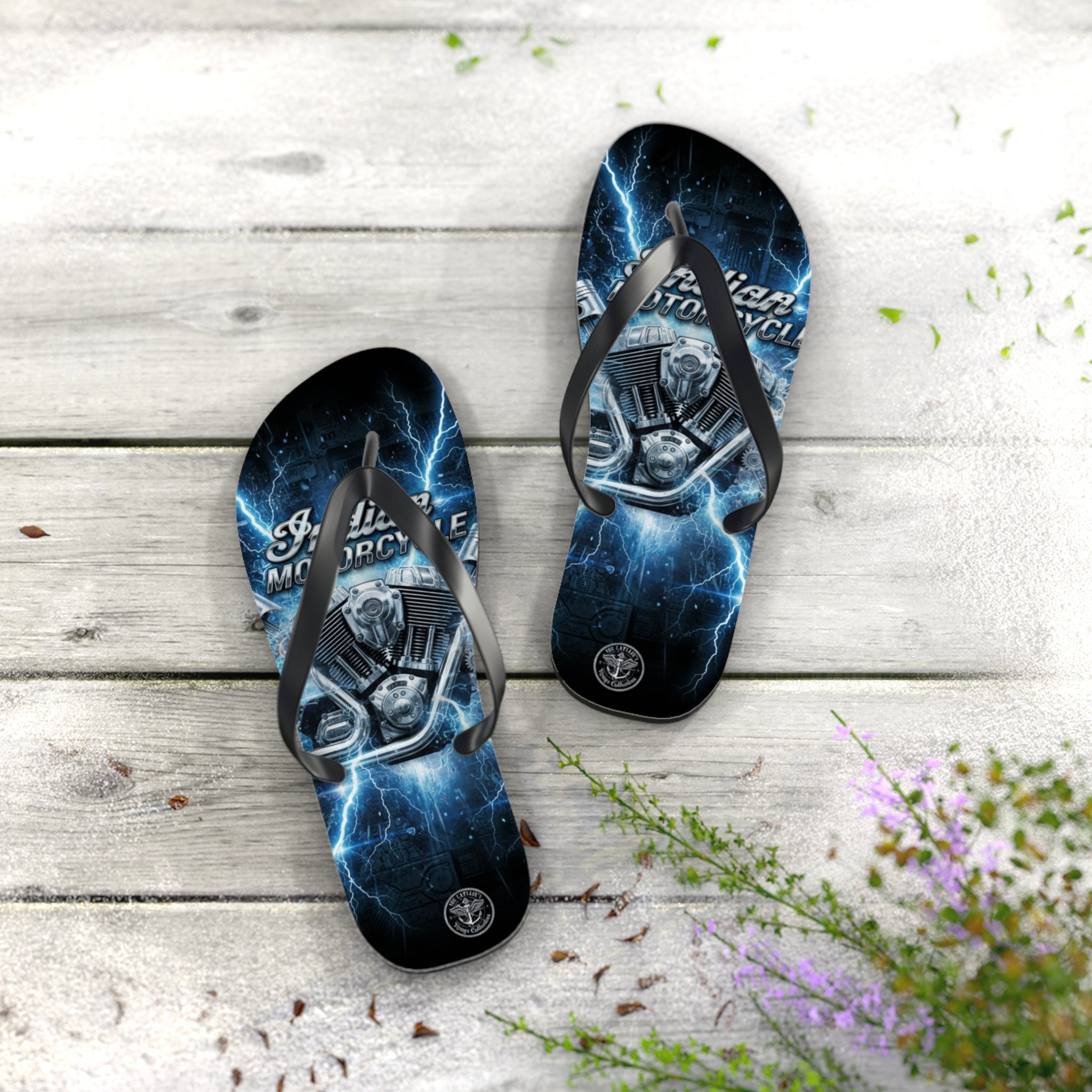 Electric Skull Flip Flops – Men’s Biker Beach Sandals