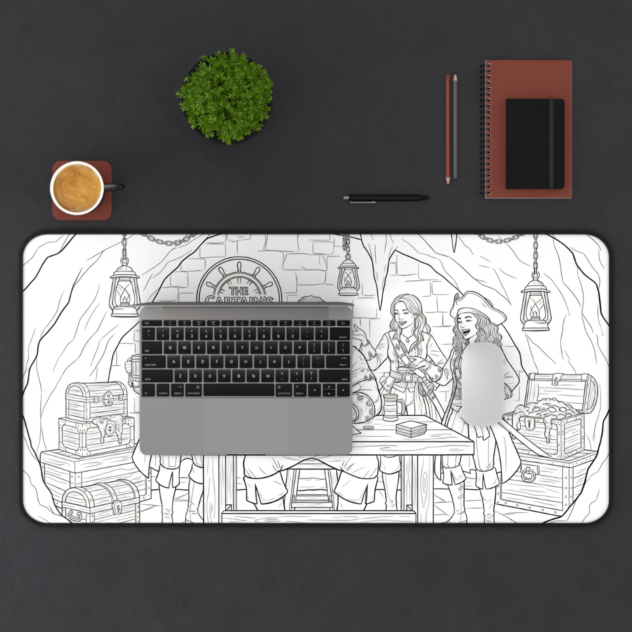 Pirate Captain Desk Mat — Treasure Crew Illustration Mouse Pad