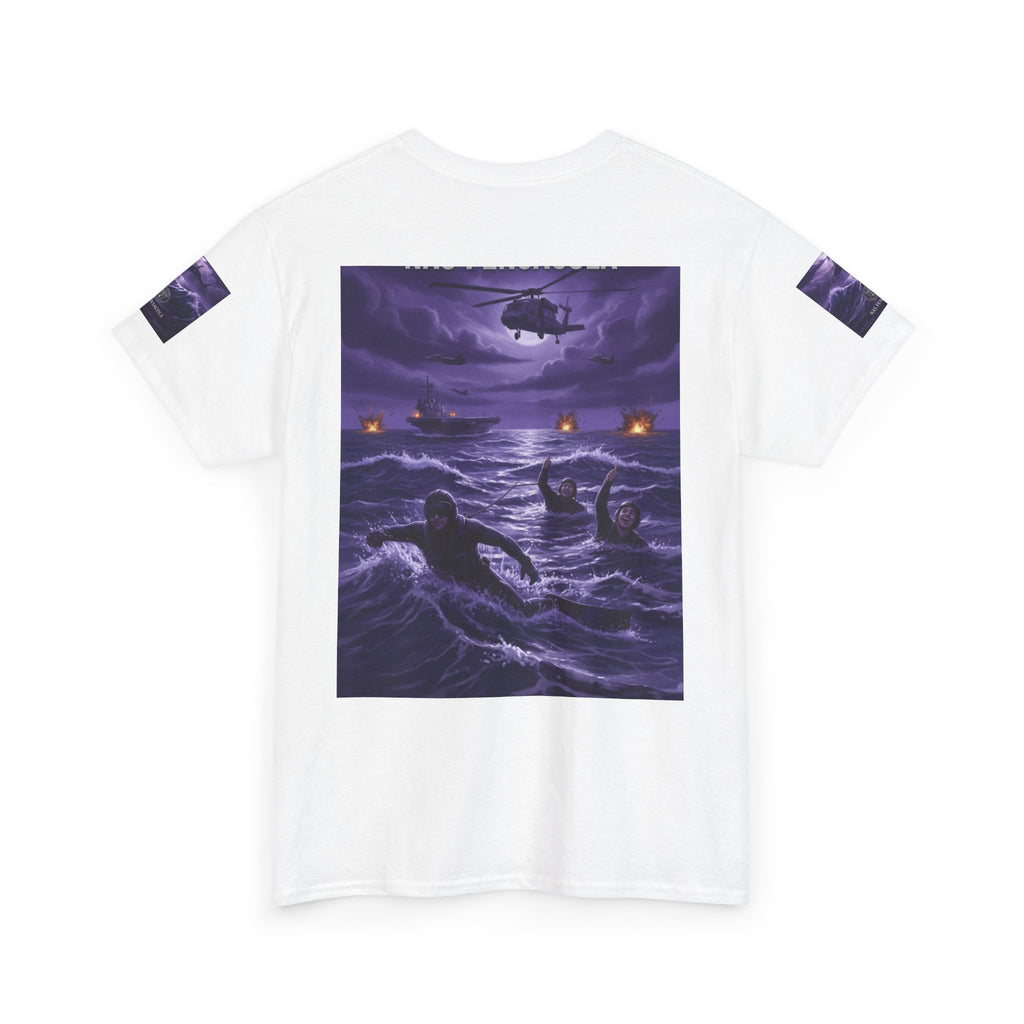 Rescue Night Tee — Purple Helicopter Sea Rescue Graphic T-Shirt