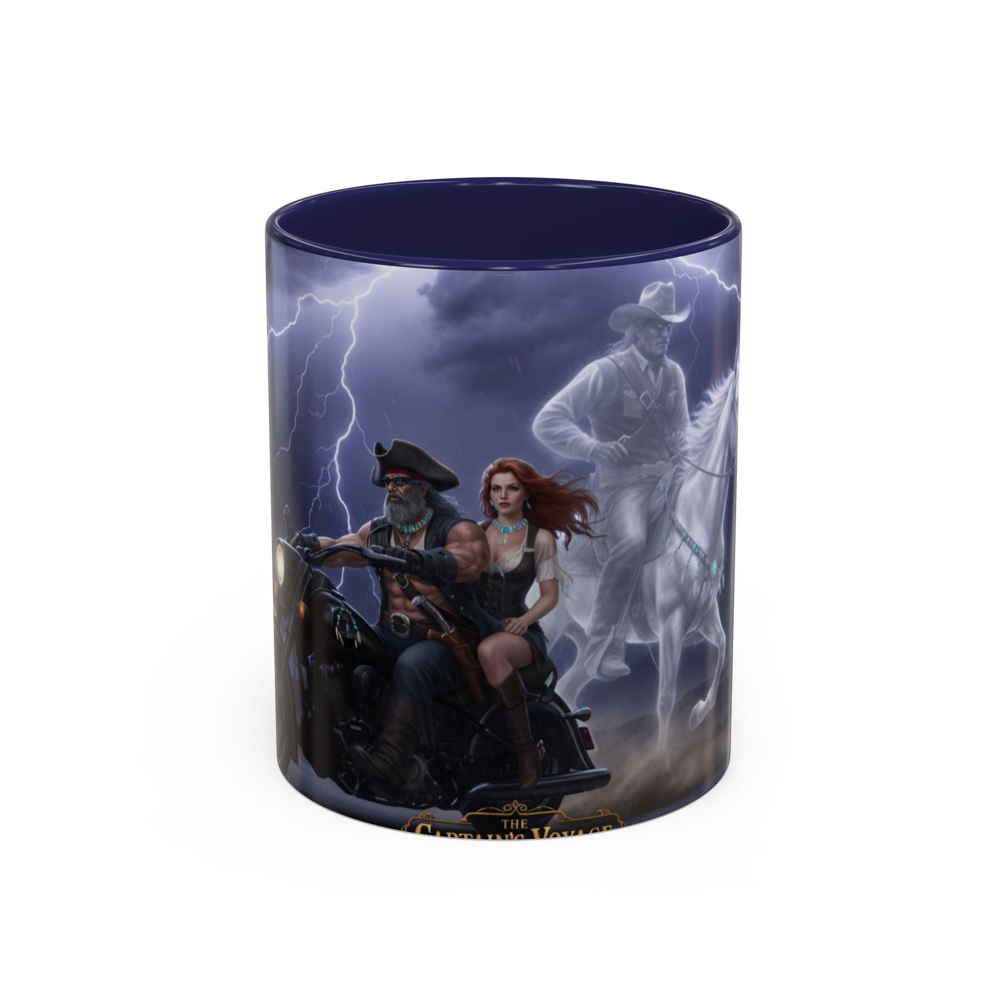 Western Ghost Riders Coffee Mug — Phantom Cowboy & Horse Lightning Accent Mug (11/15oz)