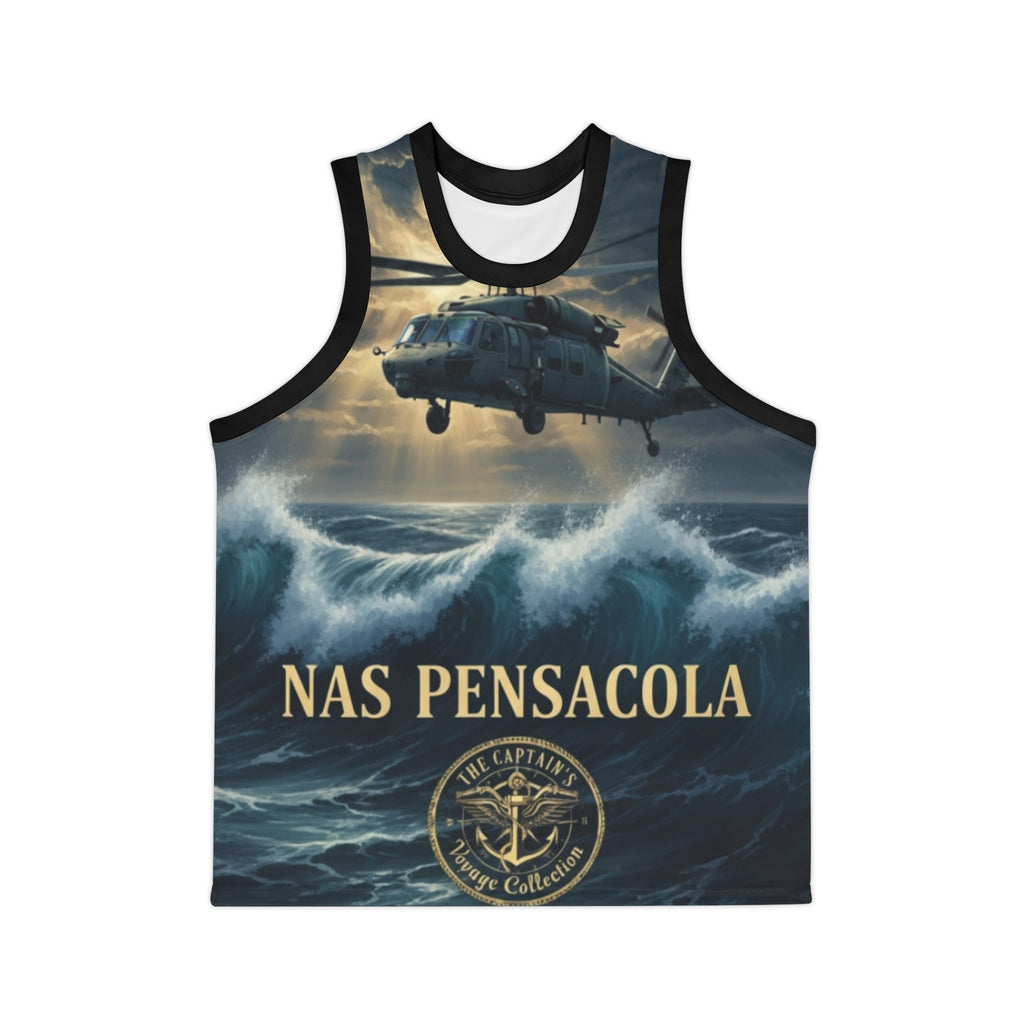 NAS Pensacola Rescue Helicopter Basketball Jersey — Military Aviation AOP Tank Top