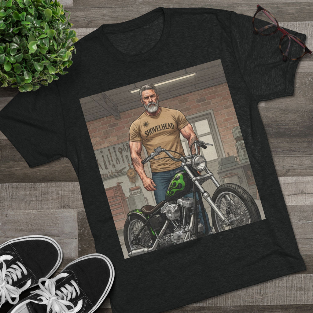 Vintage Biker Garage Tee — 'Somewhere' Motorcycle Illustration T-Shirt