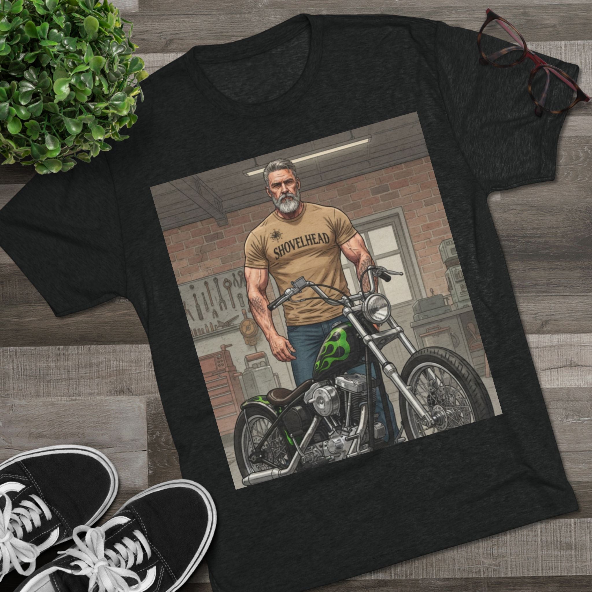 Vintage Biker Garage Tee — 'Somewhere' Motorcycle Illustration T-Shirt