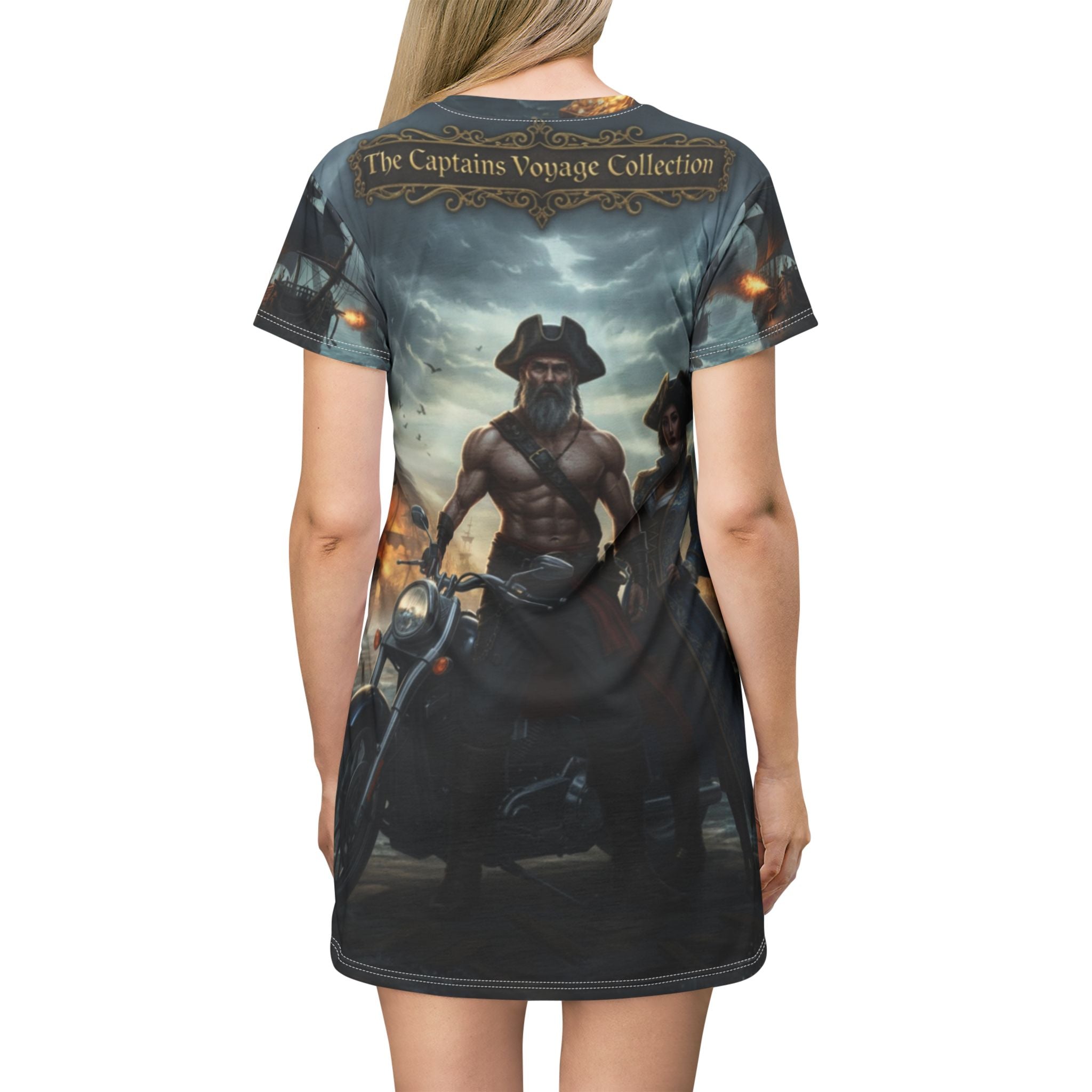 Pirate Voyage T-Shirt Dress — All-Over Print Nautical Adventure