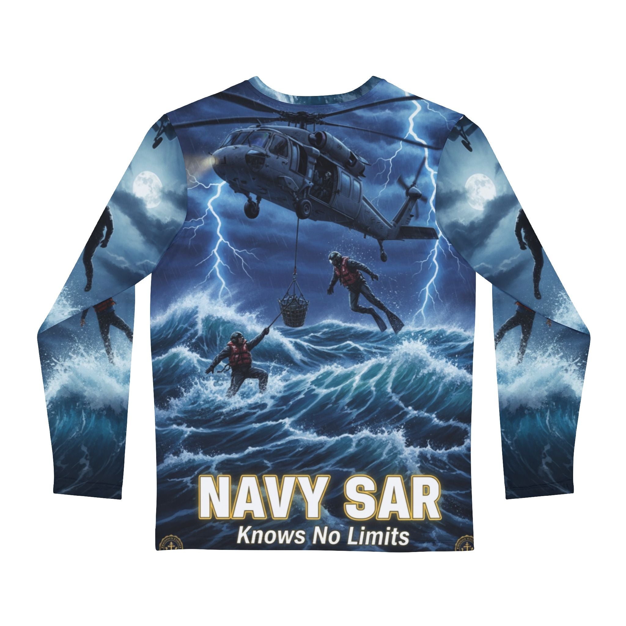 Navy SAR Long Sleeve Shirt — "Navy SAR Knows No Limits" All-Over Print