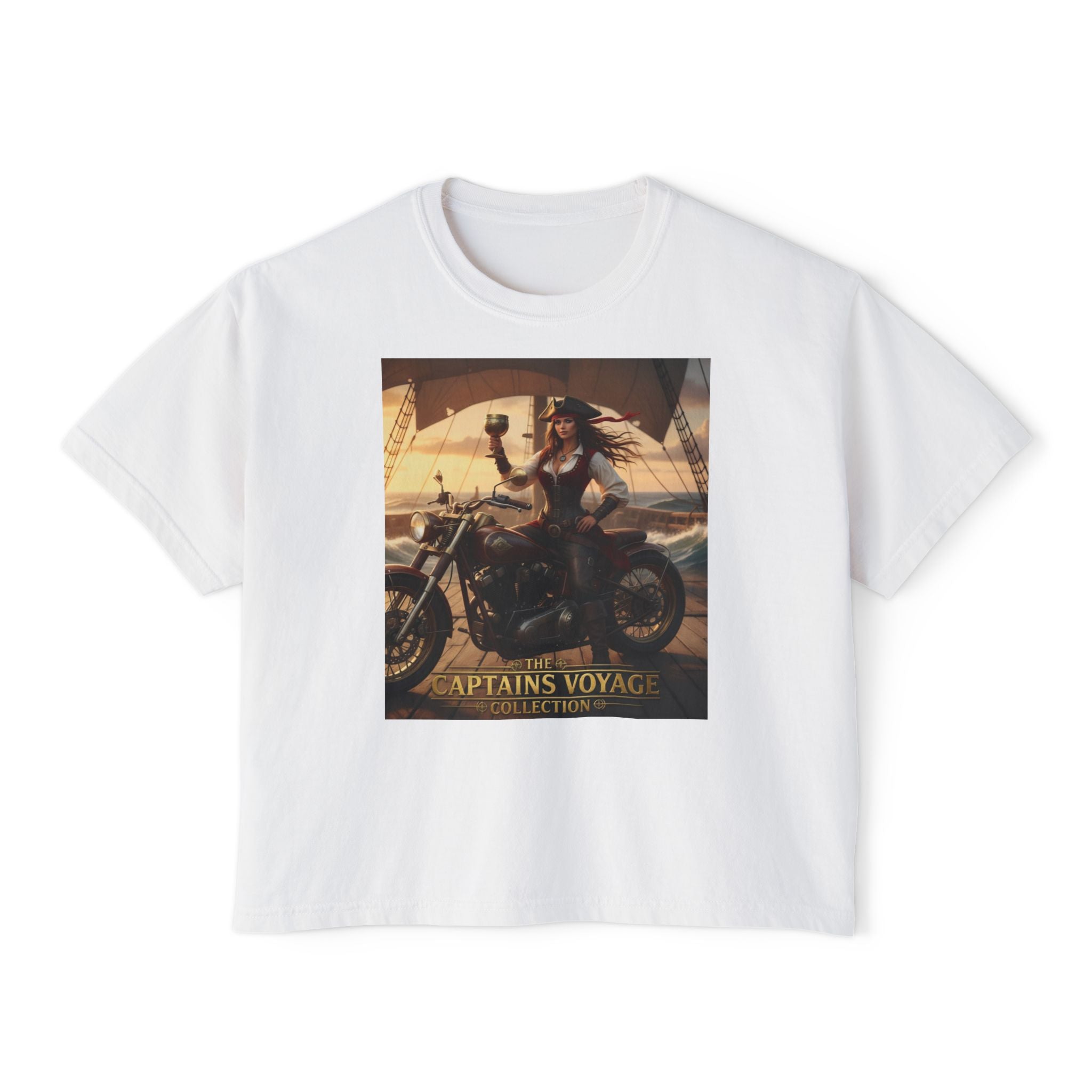 Boxy Tee — Captains Voyage Vintage Motorcycle & Sailing Graphic