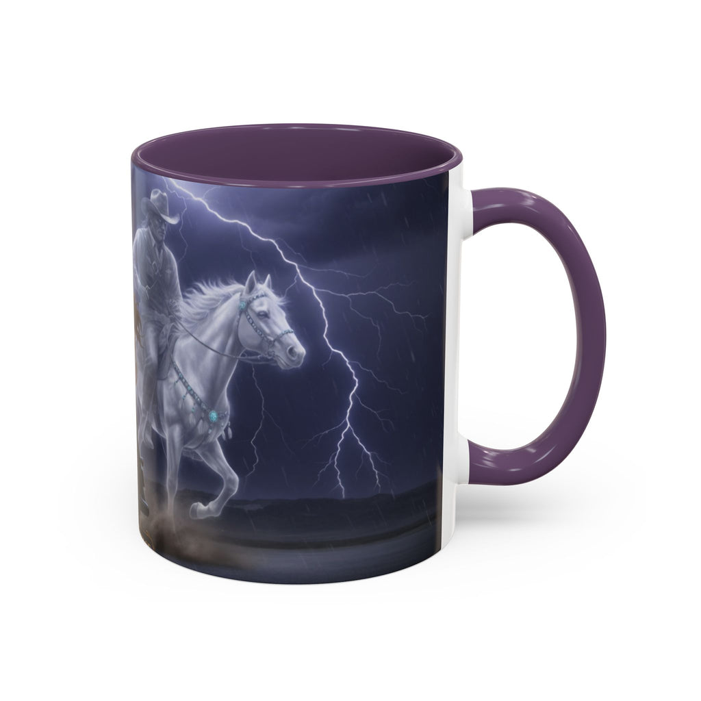 Western Ghost Riders Coffee Mug — Phantom Cowboy & Horse Lightning Accent Mug (11/15oz)
