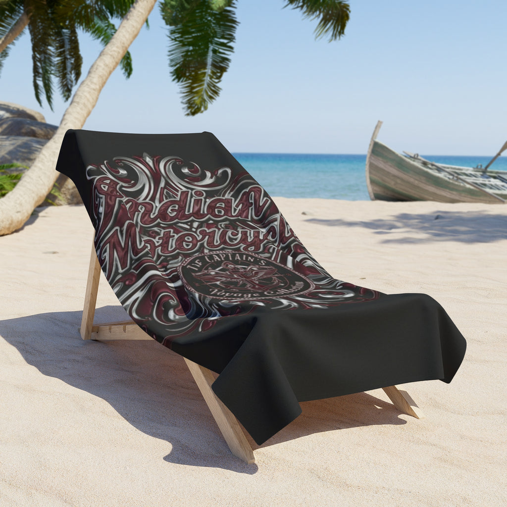 Indian Motorcycle Vintage Logo Beach Towel - Retro Biker Graphic