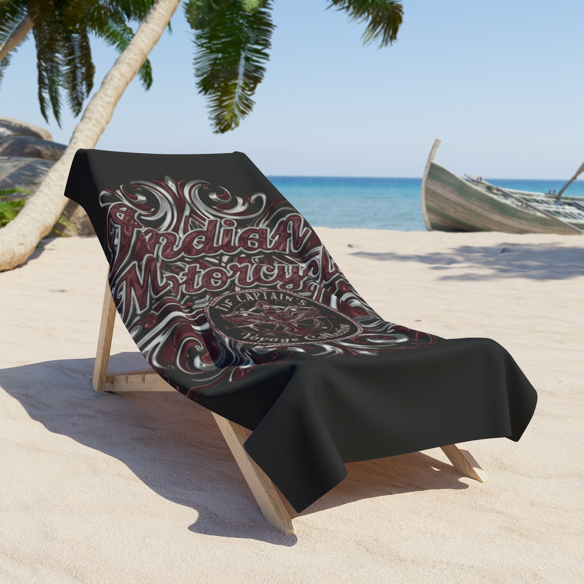 Indian Motorcycle Vintage Logo Beach Towel - Retro Biker Graphic