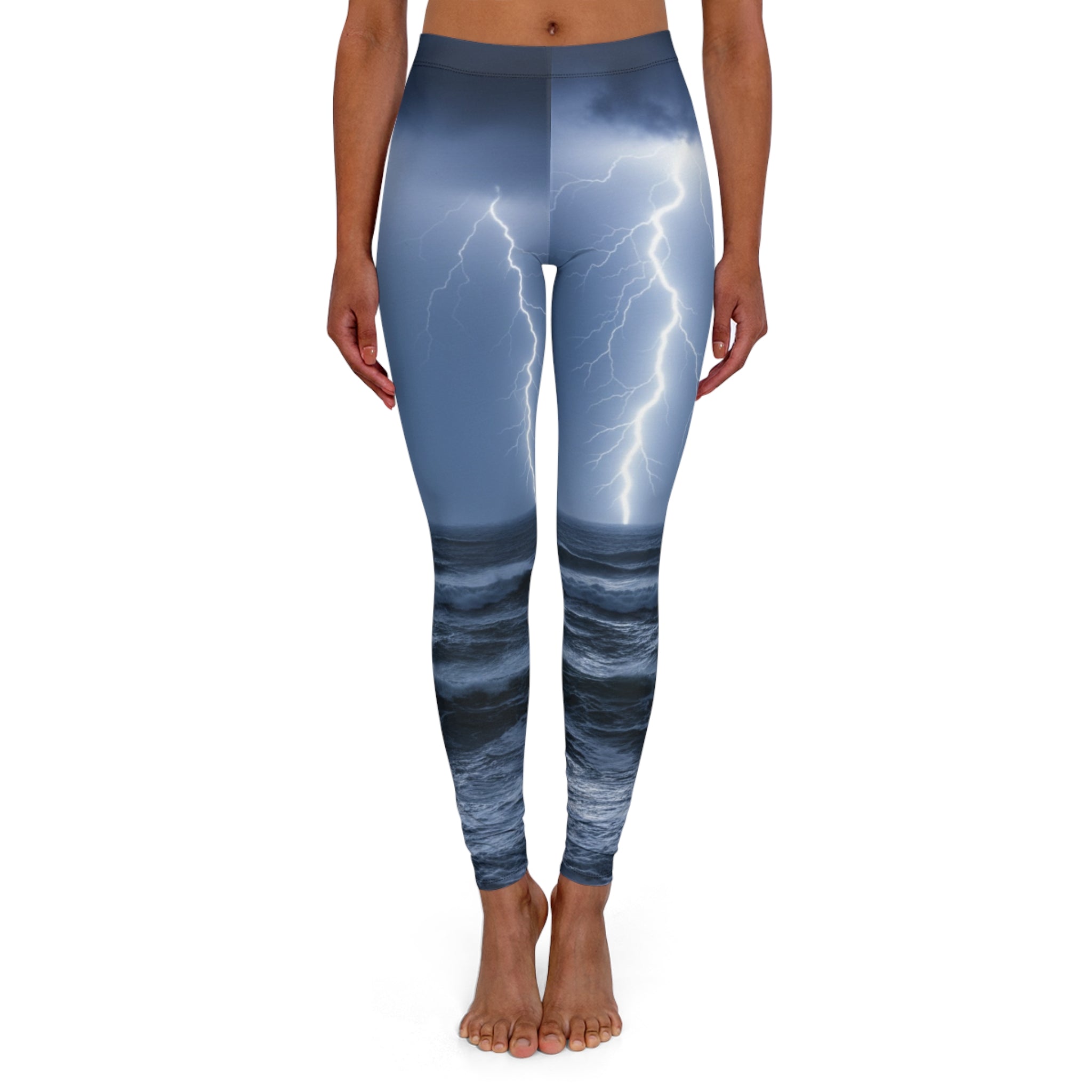 Stormy Sea Lightning Leggings — Women’s All-Over-Print Activewear
