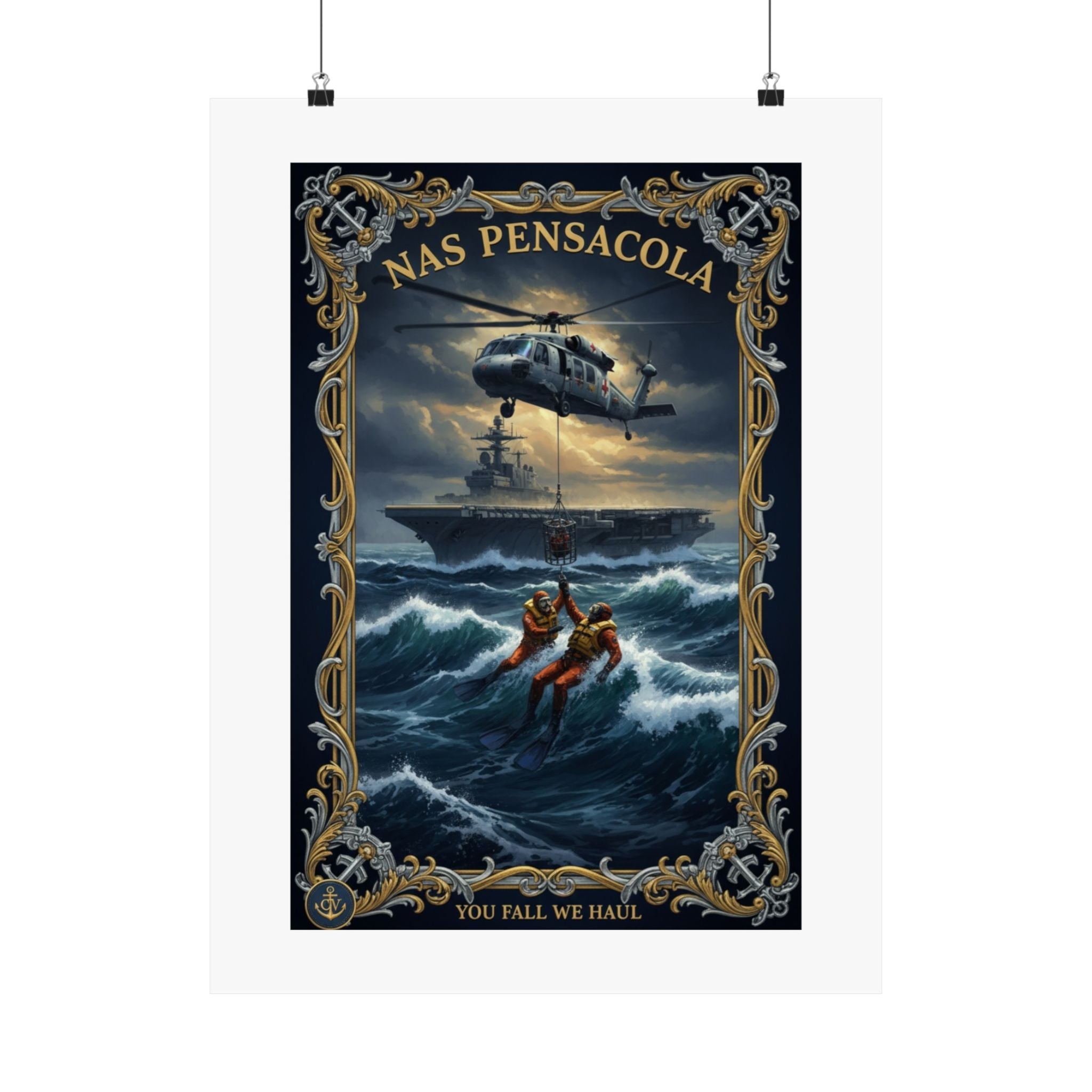 NAS Pensacola Rescue Poster — Matte Vertical Military Wall Art