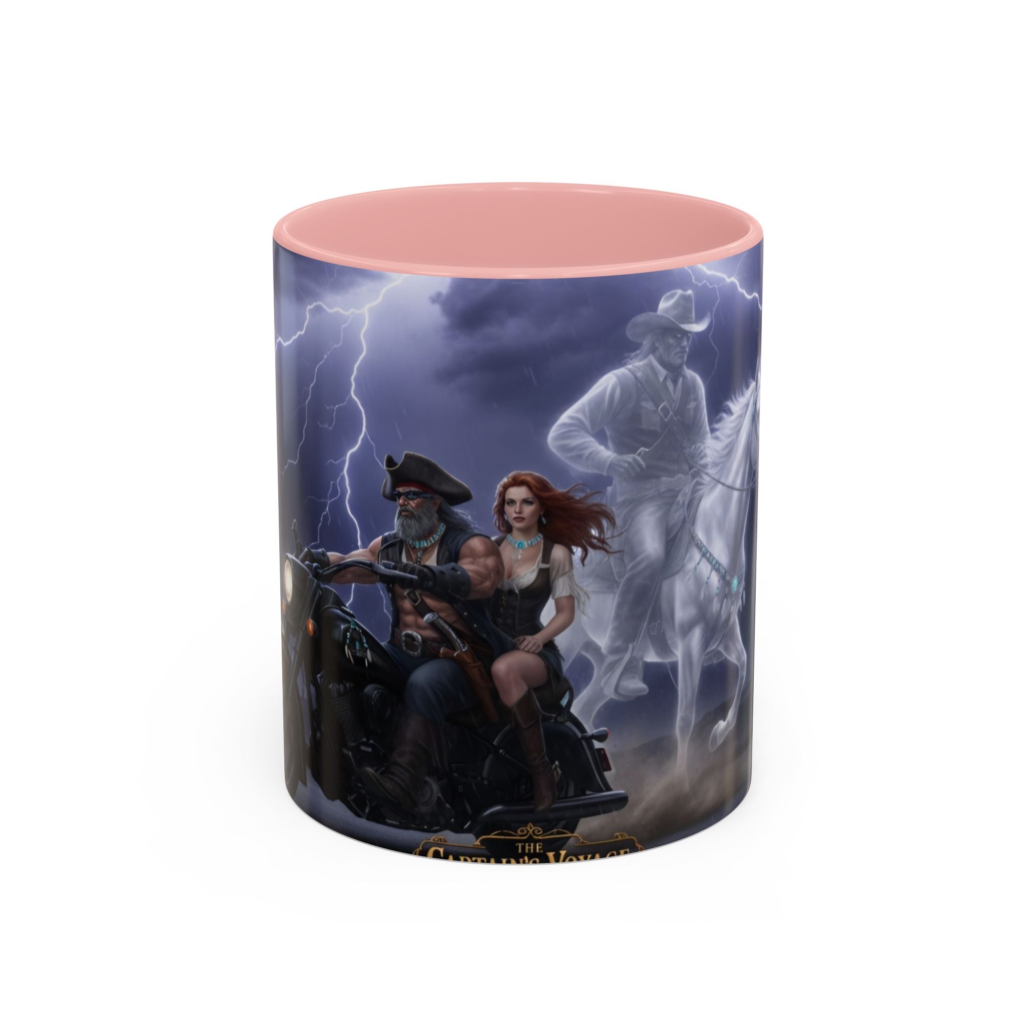 Western Ghost Riders Coffee Mug — Phantom Cowboy & Horse Lightning Accent Mug (11/15oz)