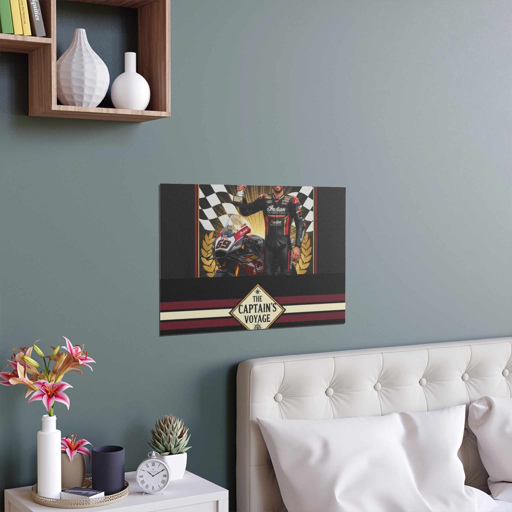 Racing Champion Silk Poster — “Winner’s Circle 69” Motorcycle Wall Art (Indoor/Outdoor)