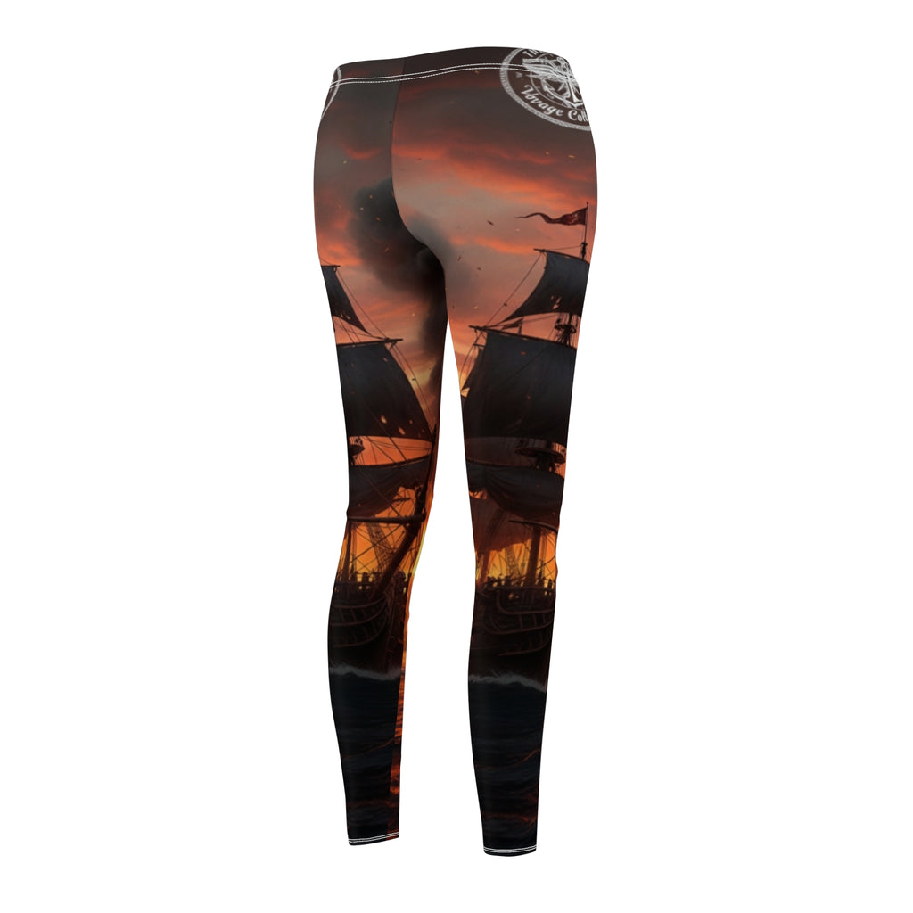 Sunset Pirate Ship Leggings — Women's Nautical Sunset AOP Leggings