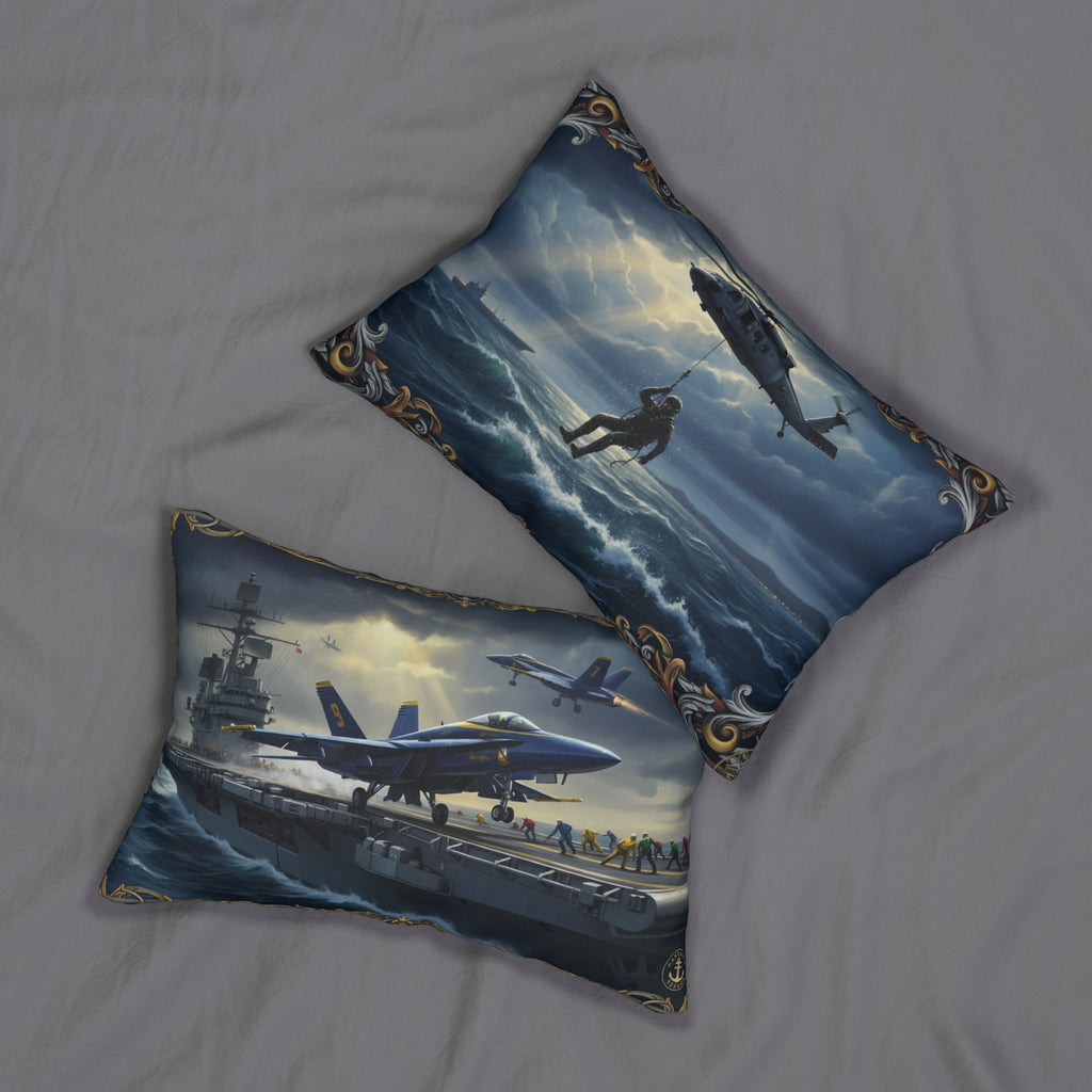 Lumbar Pillow — Navy Rescue & Carrier Aviation Scene