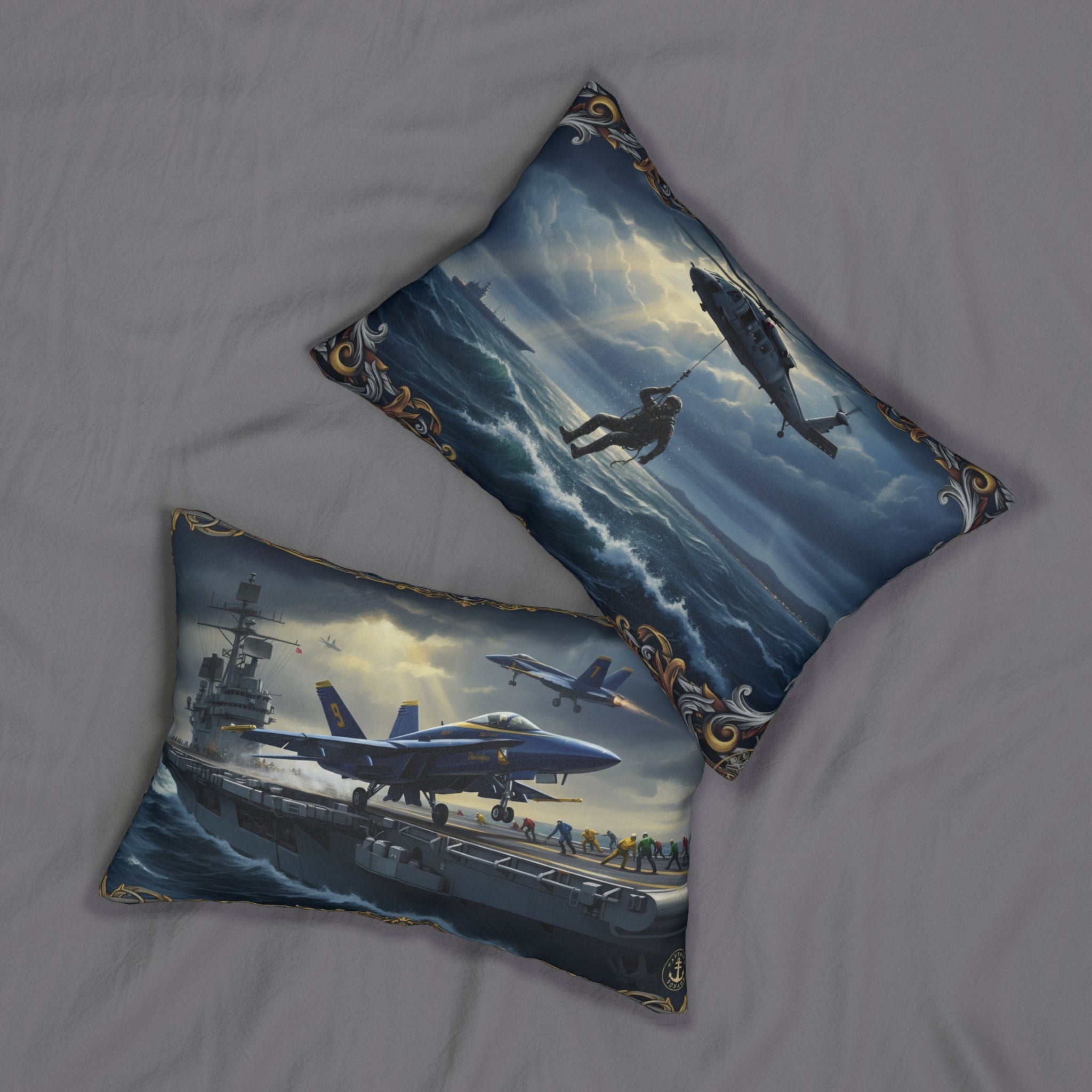 Lumbar Pillow — Navy Rescue & Carrier Aviation Scene