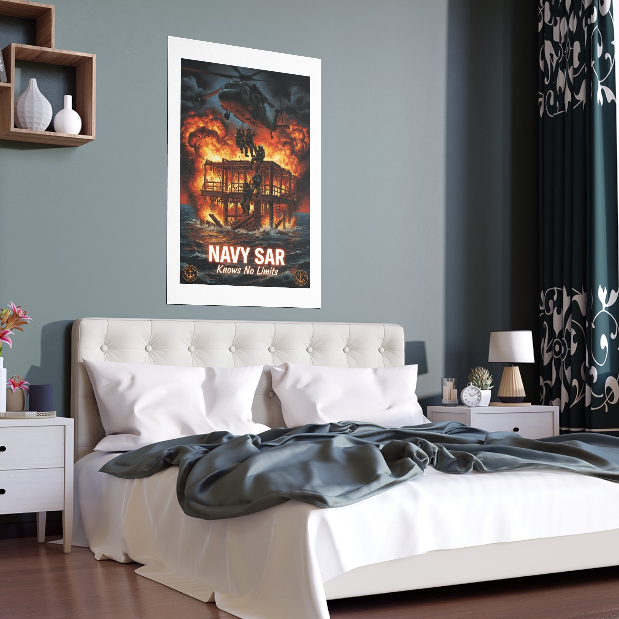 Navy SAR 'Knows No Limits' Rescue Poster - Indoor/Outdoor Silk Print