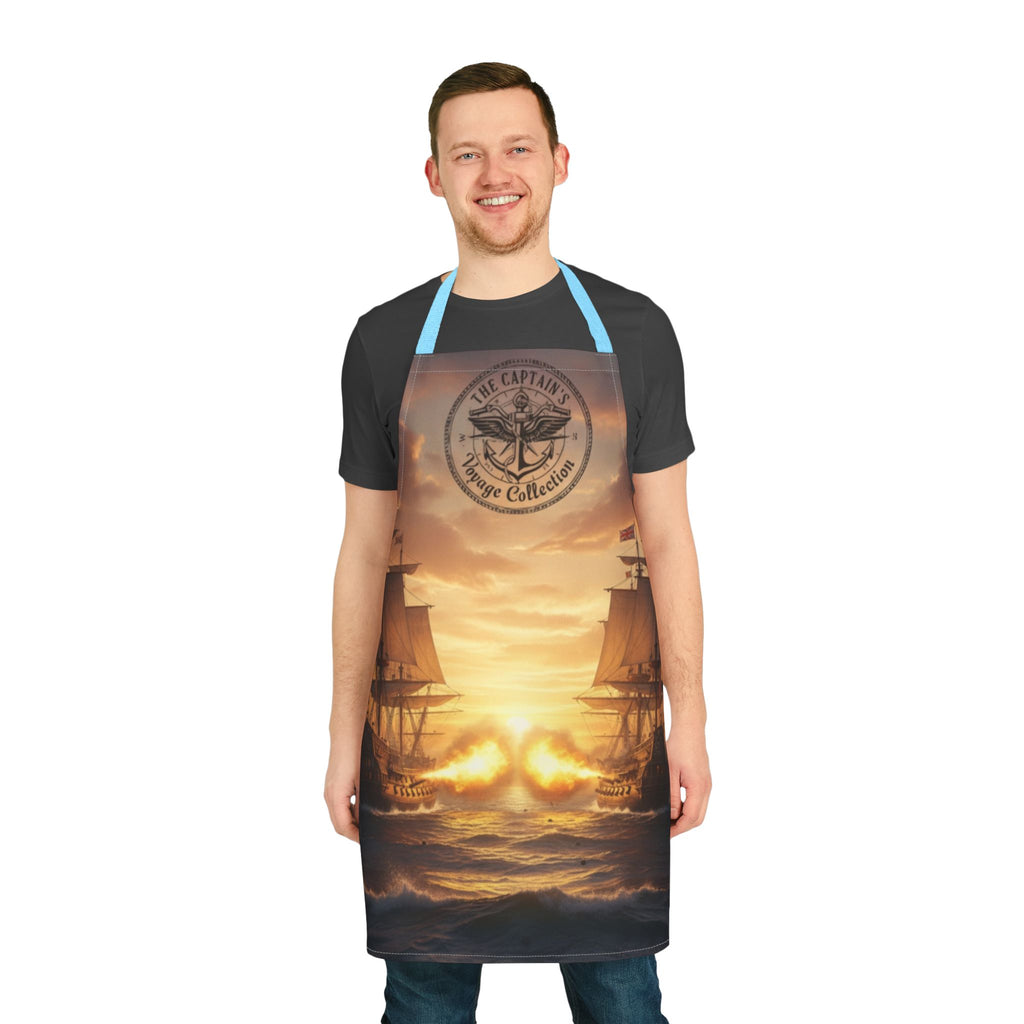 Nautical Sunset Ship Apron — Vintage Pirate Captain Kitchen Apron