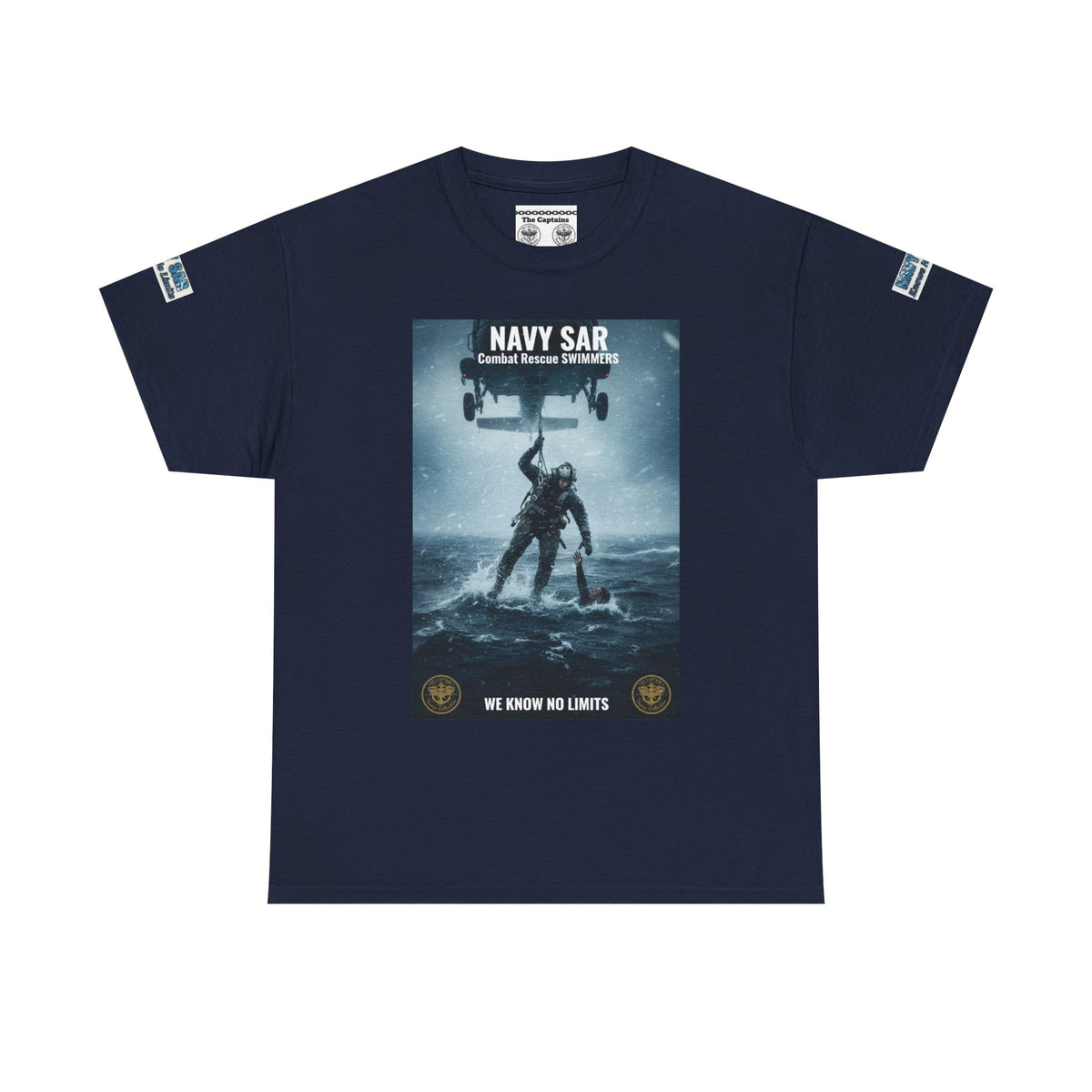 Navy SAR Combat Rescue Swimmers T‑Shirt — "We Know No Limits"