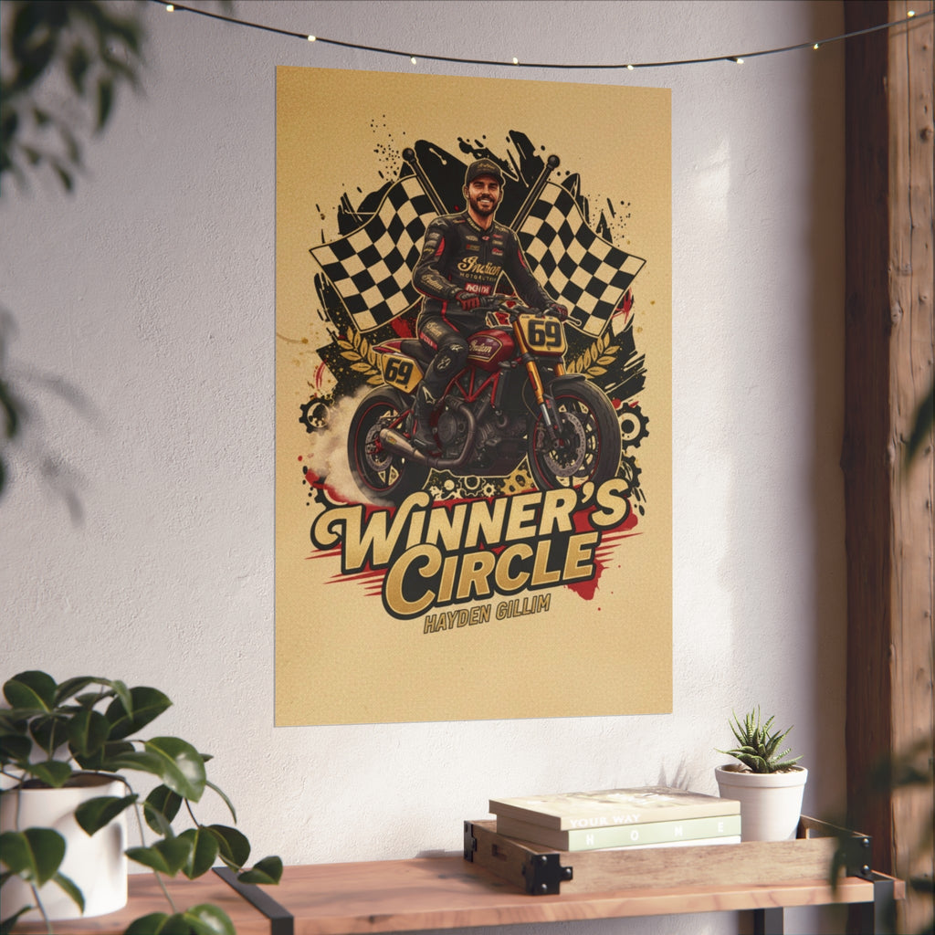 Winner's Circle Motorcycle Poster — Vintage Racing Fine Art Print