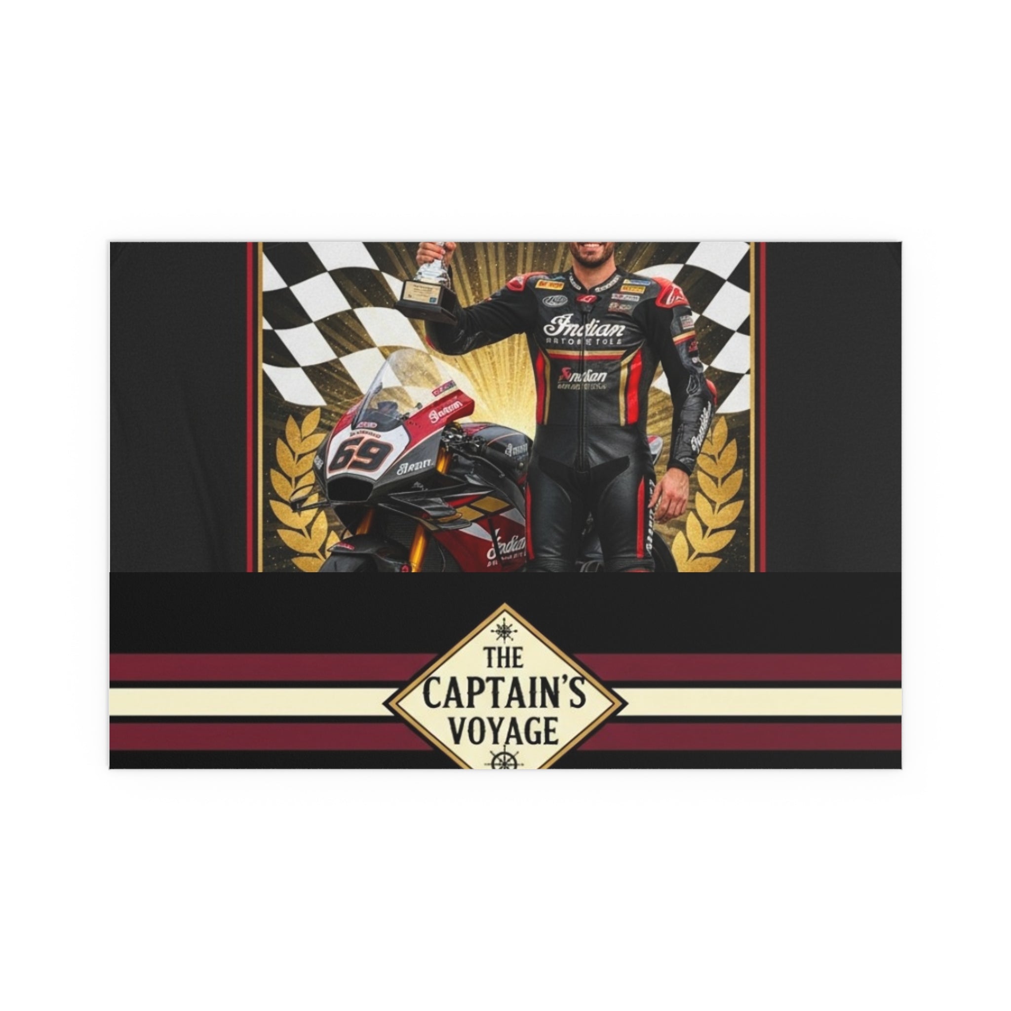 Racing Champion Silk Poster — “Winner’s Circle 69” Motorcycle Wall Art (Indoor/Outdoor)