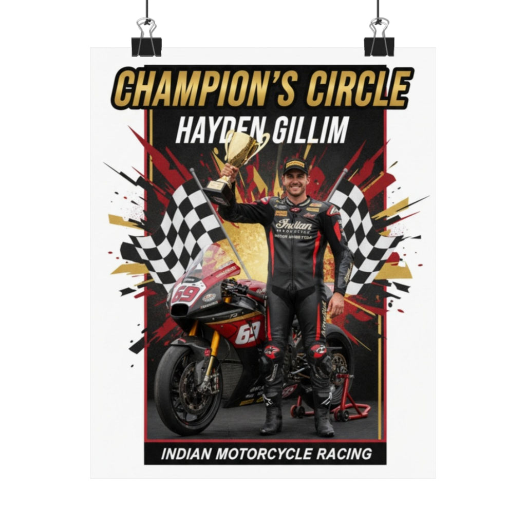 Champion's Circle Motorcycle Racing Poster — Hayden Gillim Matte Vertical Print