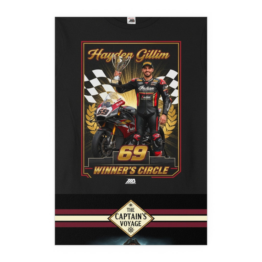 Racing Champion Silk Poster — “Winner’s Circle 69” Motorcycle Wall Art (Indoor/Outdoor)
